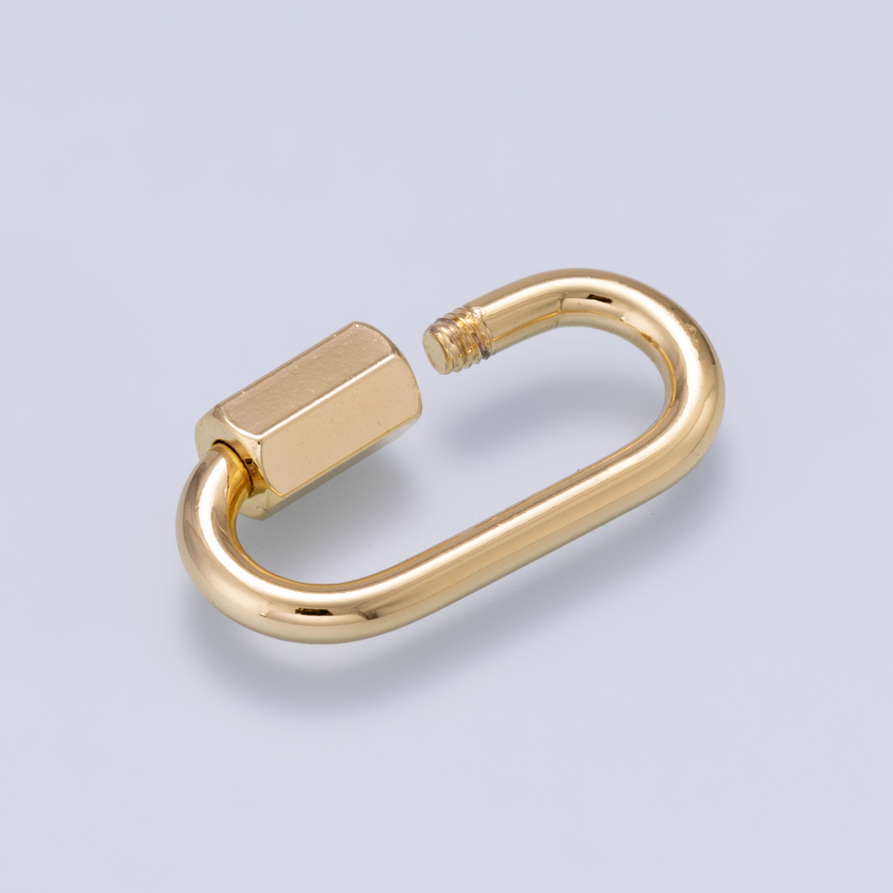 16K Gold Filled 21mm Minimalist Oval Oblong Screw Lock Carabiner | Findings-00499