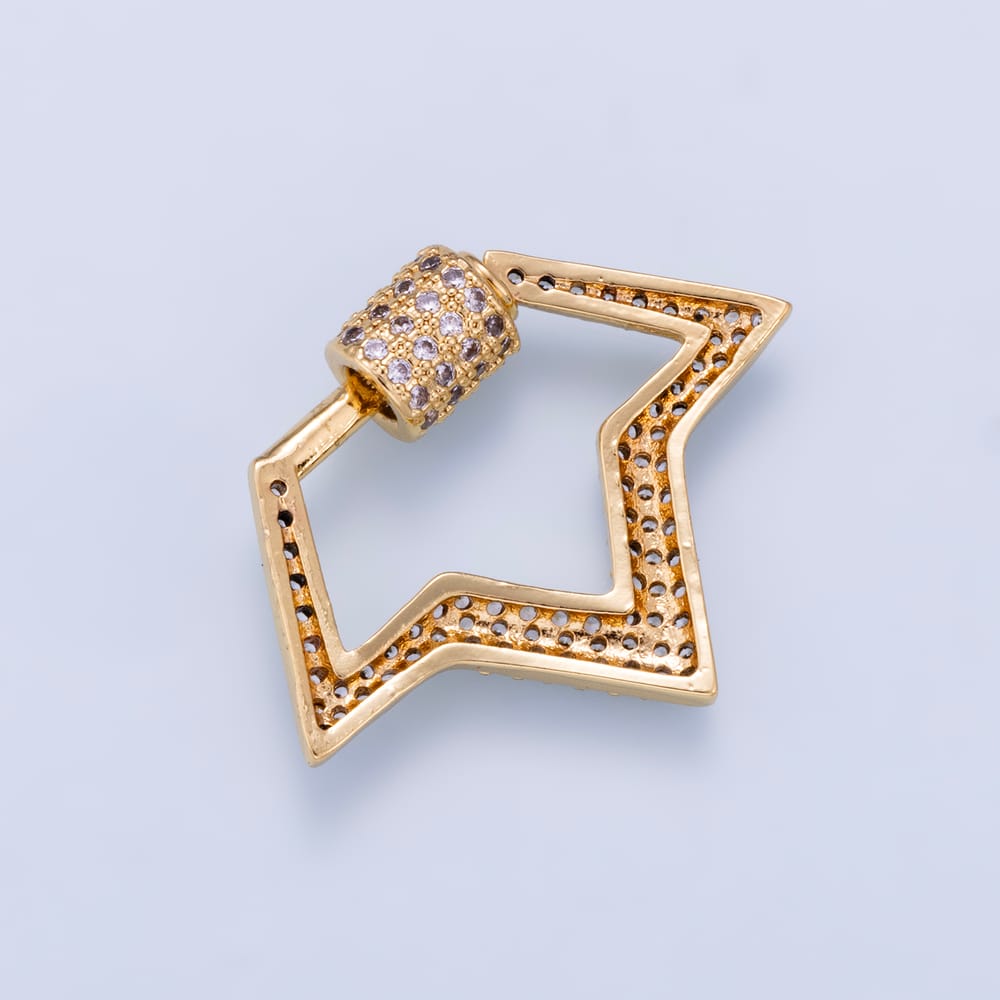 16K Gold Filled 28.5mm Micro Paved CZ Star Carabiner Closure Findings | Findings-00200