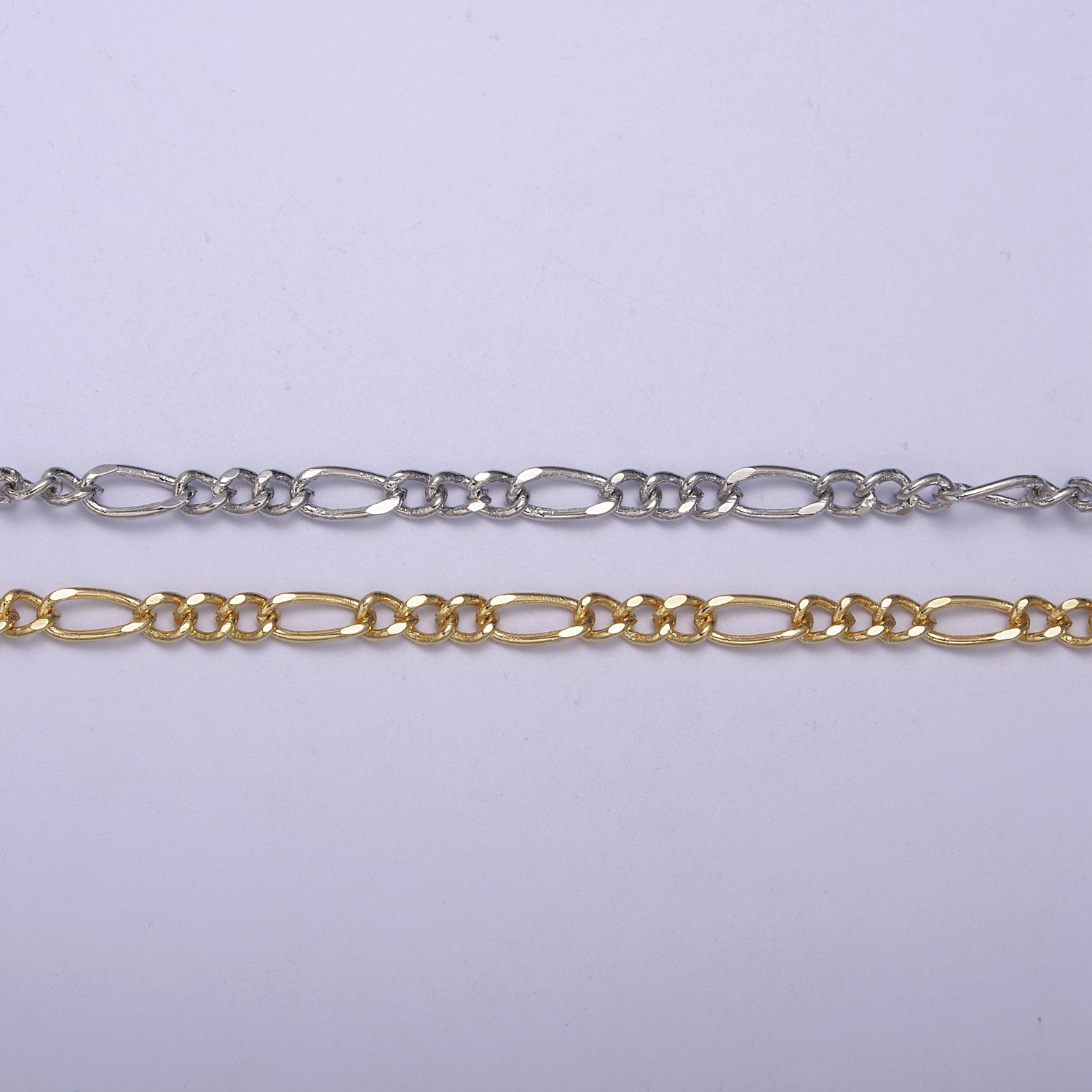 24K Gold Filled Gold Silver Figaro Unfinished Chain, Dainty Figaro Wholesale Chain by Yard For Jewelry Making Supply Component | ROLL-631, ROLL-632 Clearance Pricing