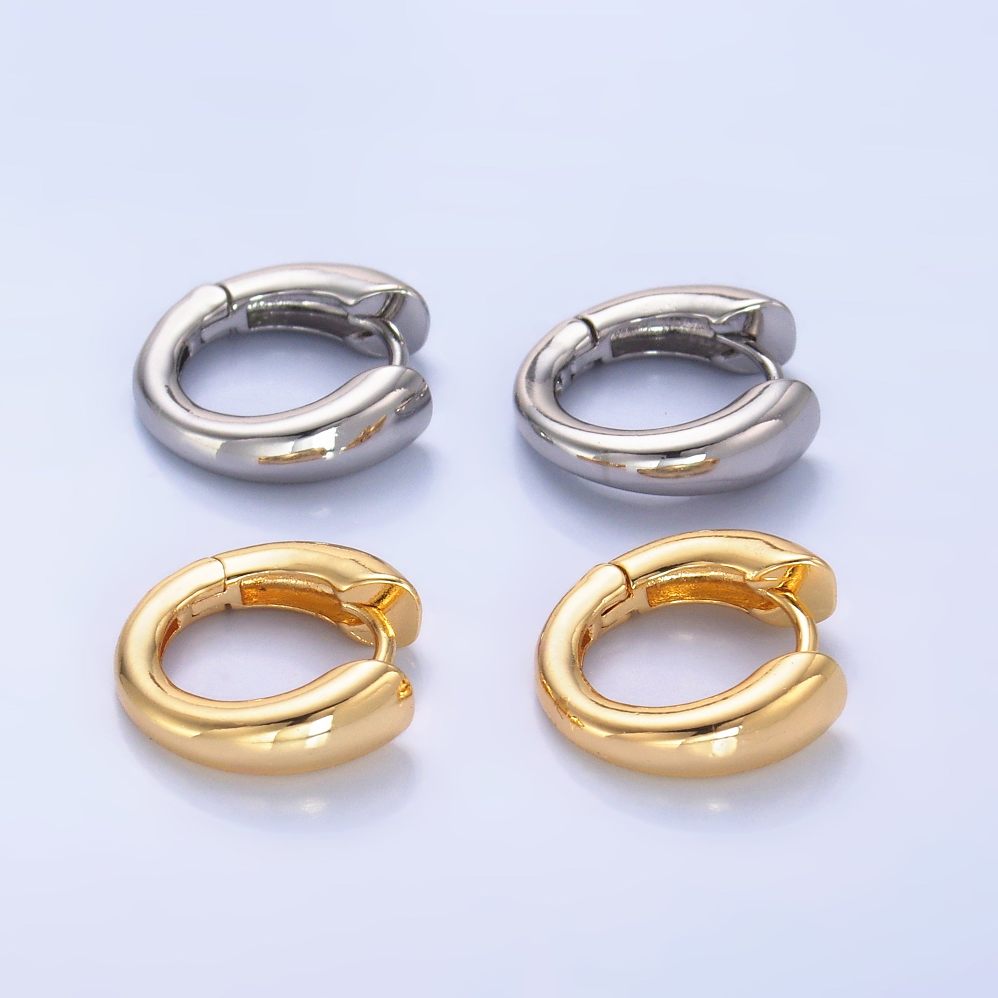 24K Gold Filled 13mm Band Minimalist Cartilage Huggie Earring in Gold & Silver | AB979 AB980