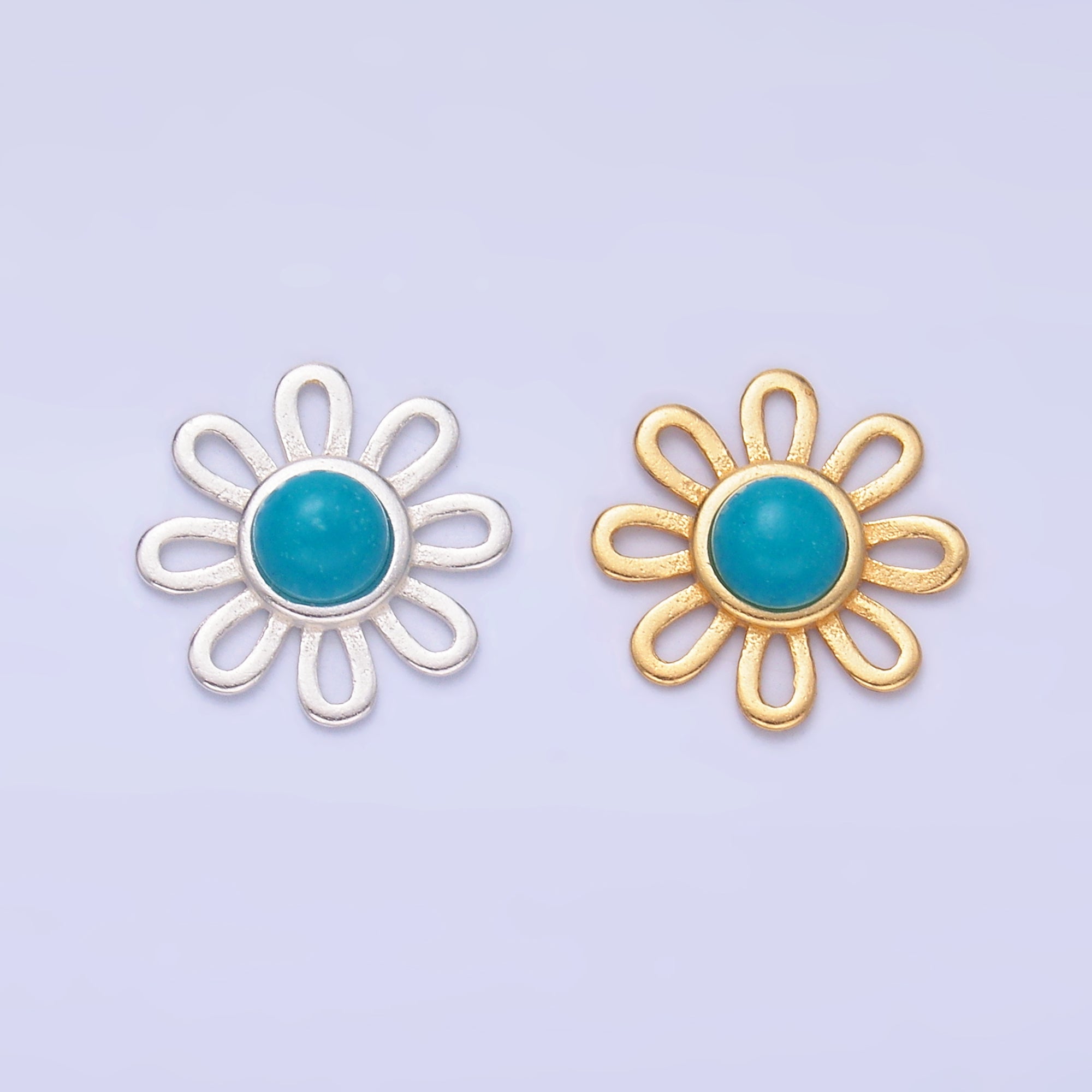 S925 Sterling Silver Turquoise Sunflower Connector in Gold & Silver | SL-628