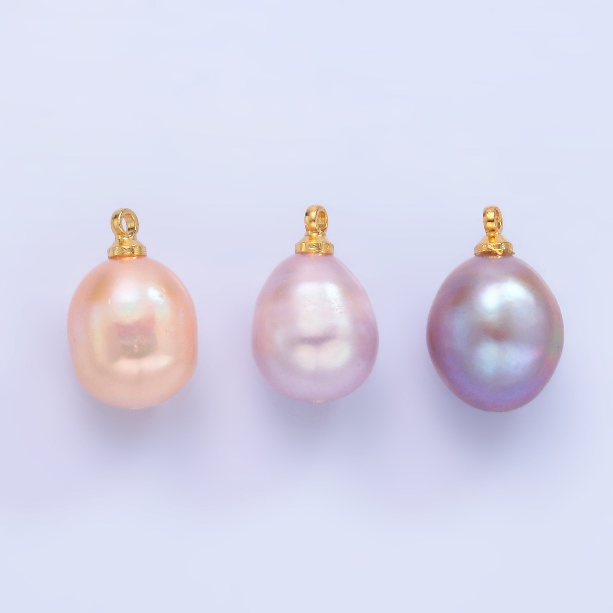 24K Gold Filled Light Purple, Pink, Dark Purple Freshwater Pearl Charm | P1580 P1583 P1584