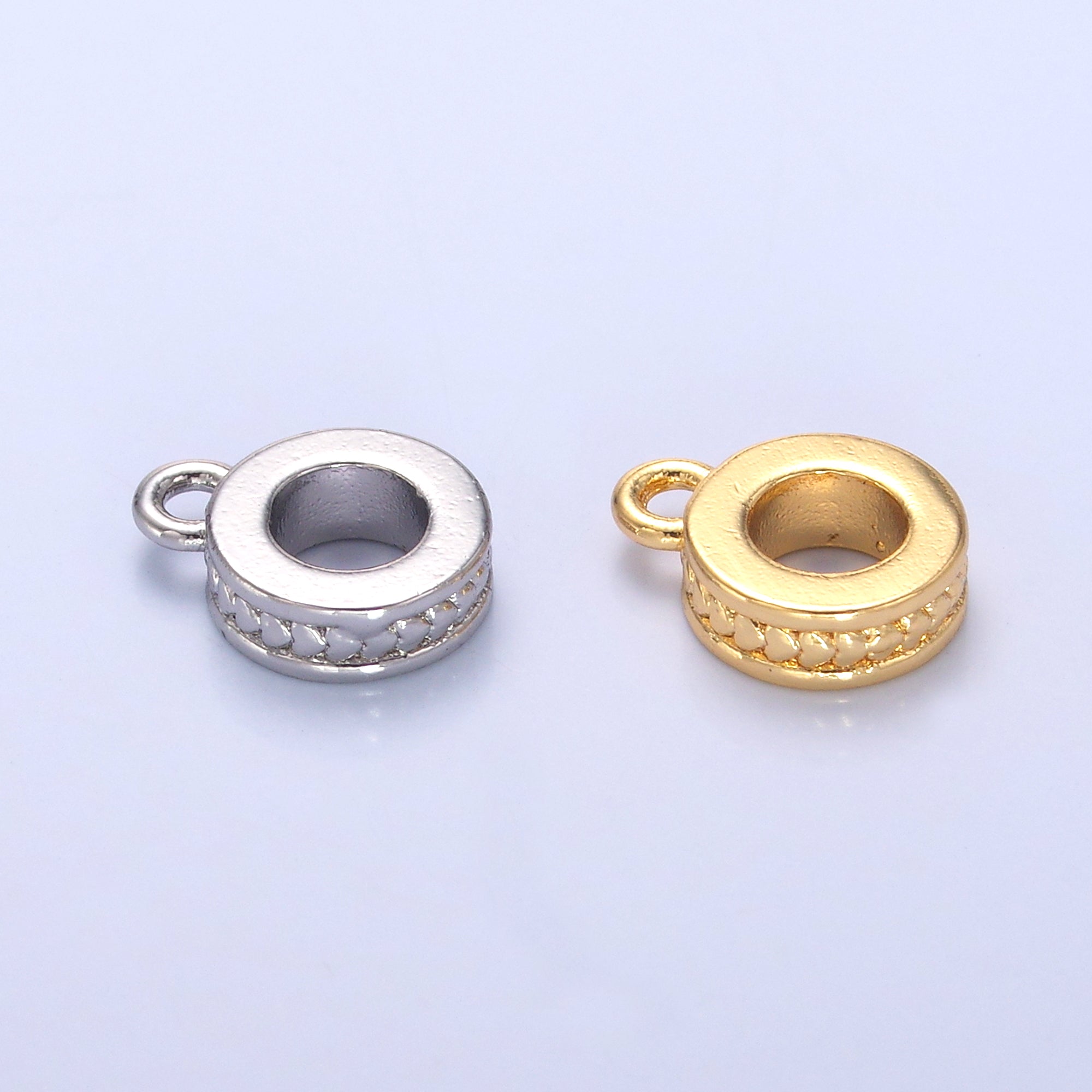 24K Gold Filled Heart Lined Rhondelle Drop Bail Finding in Gold & Silver | AF460