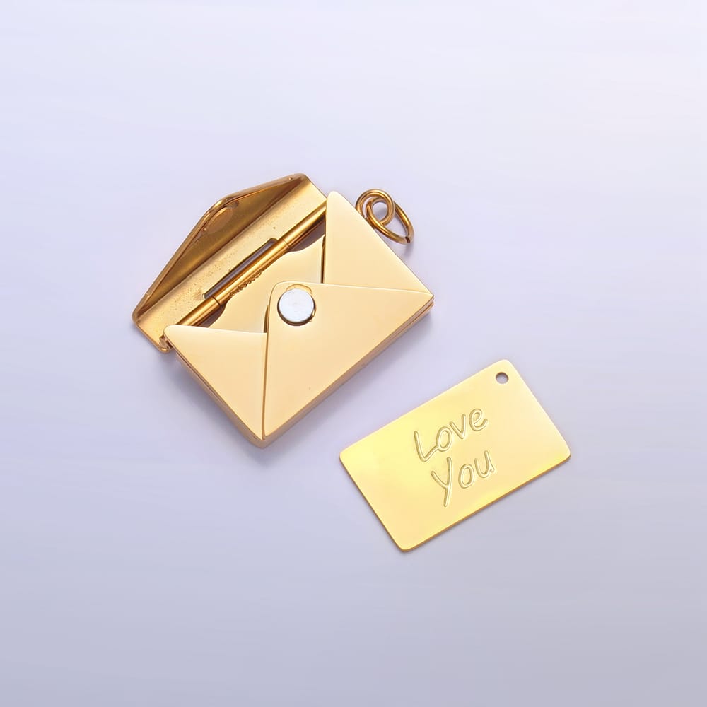 Stainless Steel Minimalist Letter Envelope Mail Interactive Magnetic Journal Charm Set | P1521