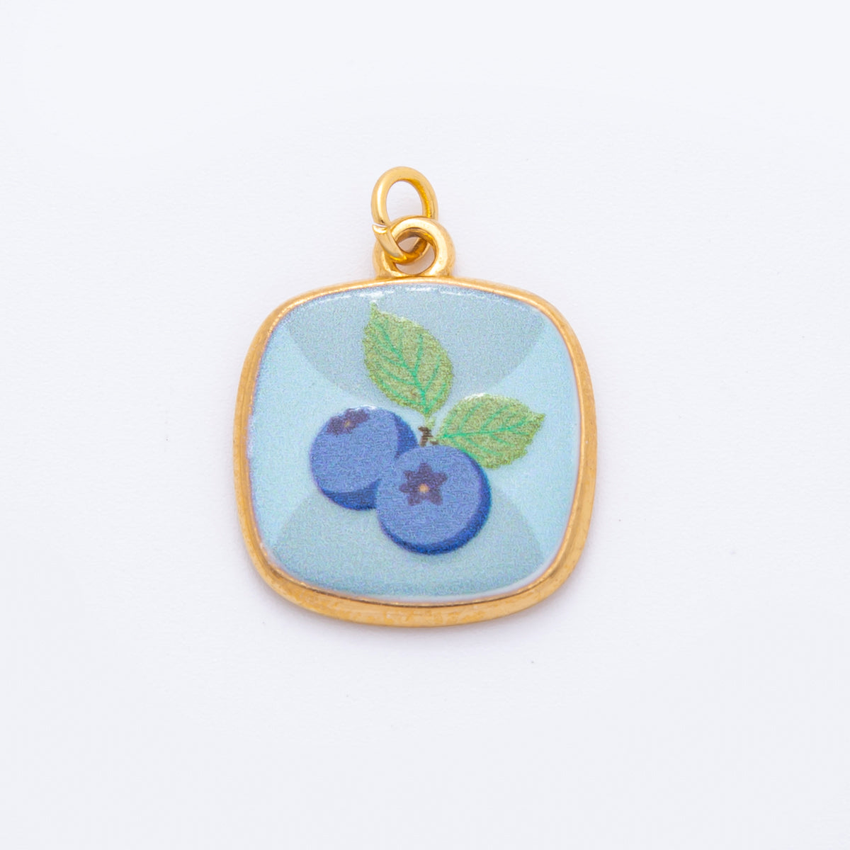 Gold Stainless Steel 24mm Hand-Painted Enamel Blueberry, Pear Fruit, & Mushroom Charm | J073 J161 J376 J084 J095