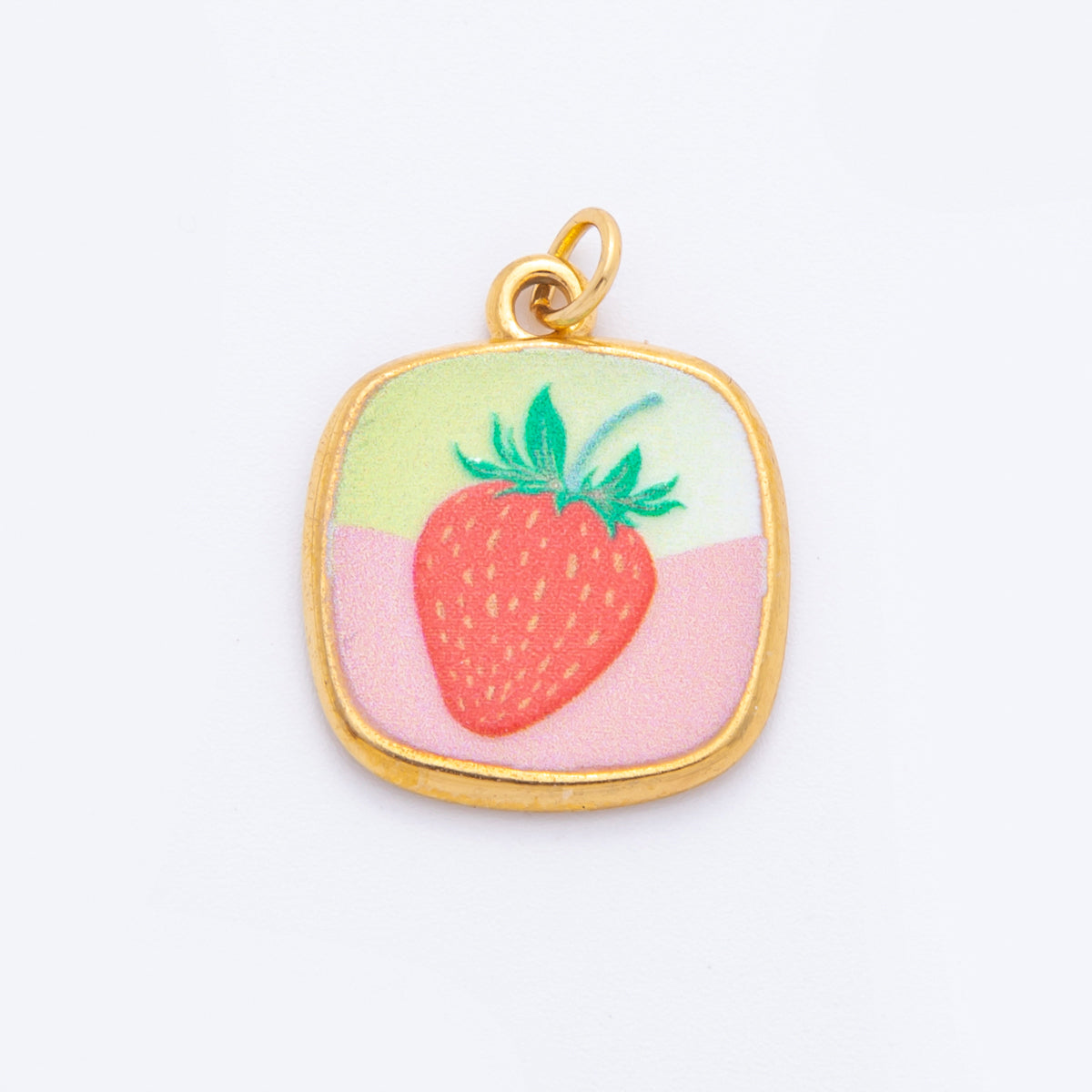 Gold Stainless Steel 24mm Hand-Painted Enamel Blueberry, Pear Fruit, & Mushroom Charm | J073 J161 J376 J084 J095
