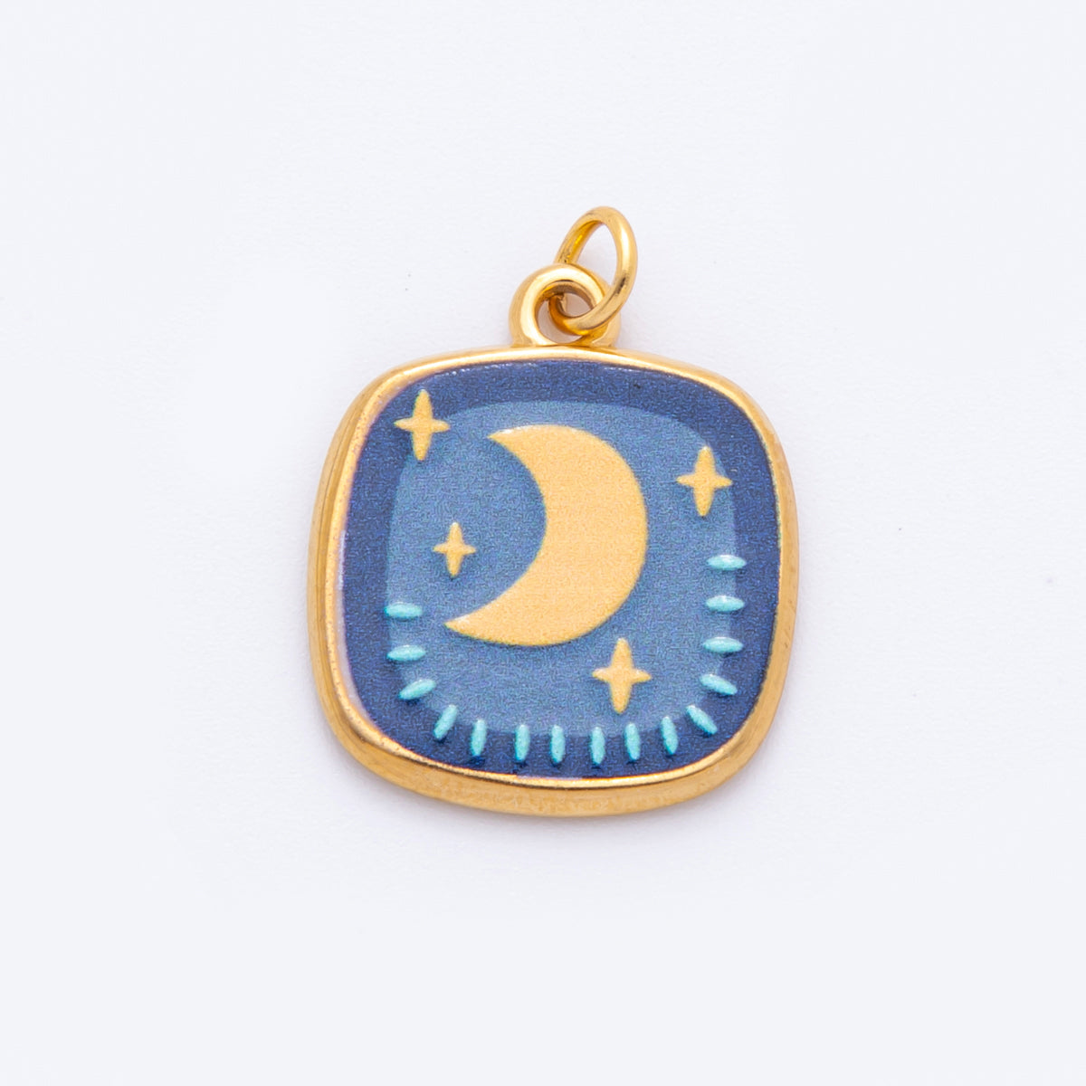 Gold Stainless Steel 25mm Hand-Painted Enamel Dreamy Theme Flower Charm | J319 J324 J335 J356 J358 J362