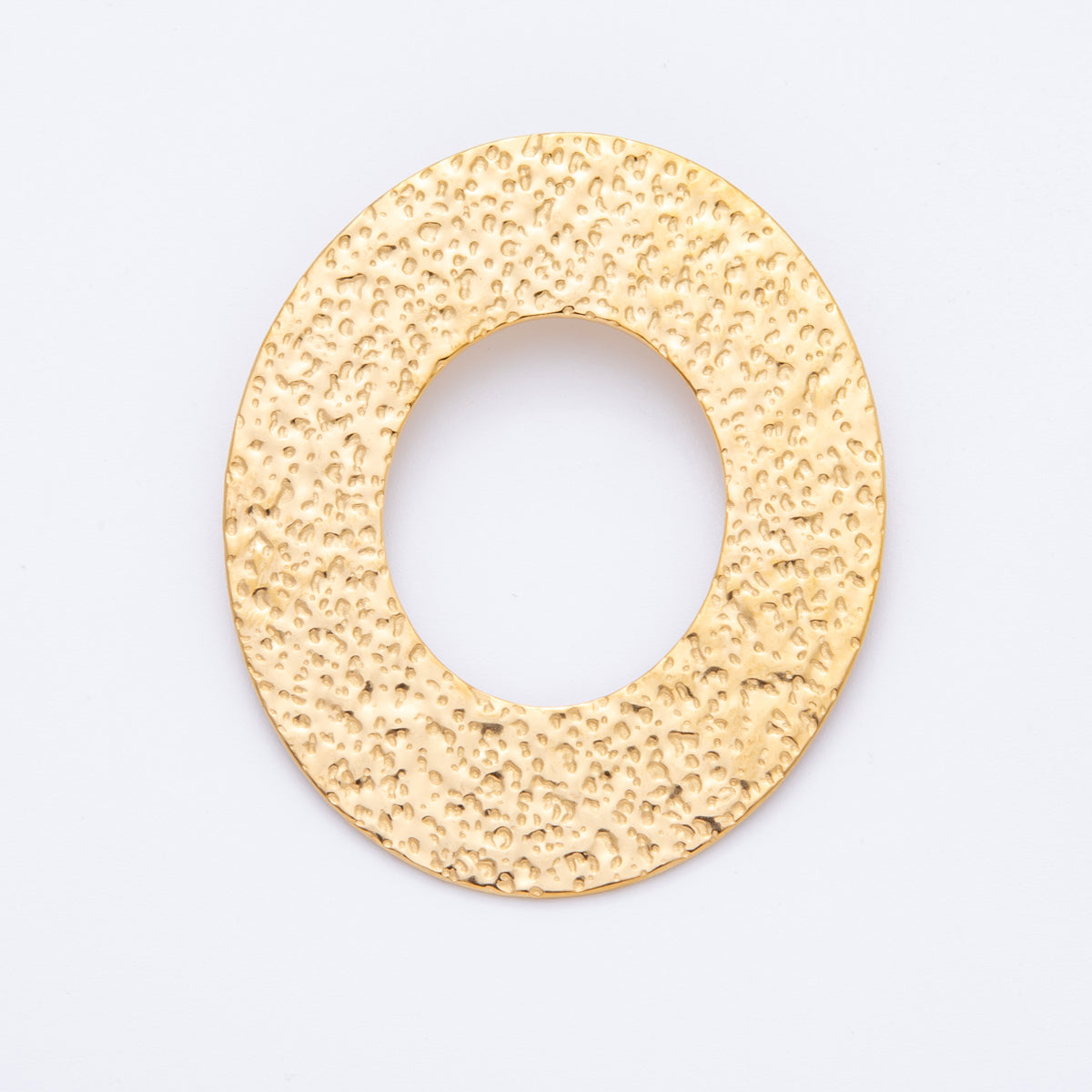 Stainless Steel 52.5mm Dotted Hammered Oval Donut Charm | J555