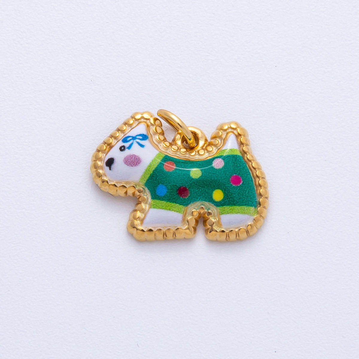 Stainless Steel Green, Yellow, Pink 18mm Cute Enamel Kitten Animal Charm | J654-J670