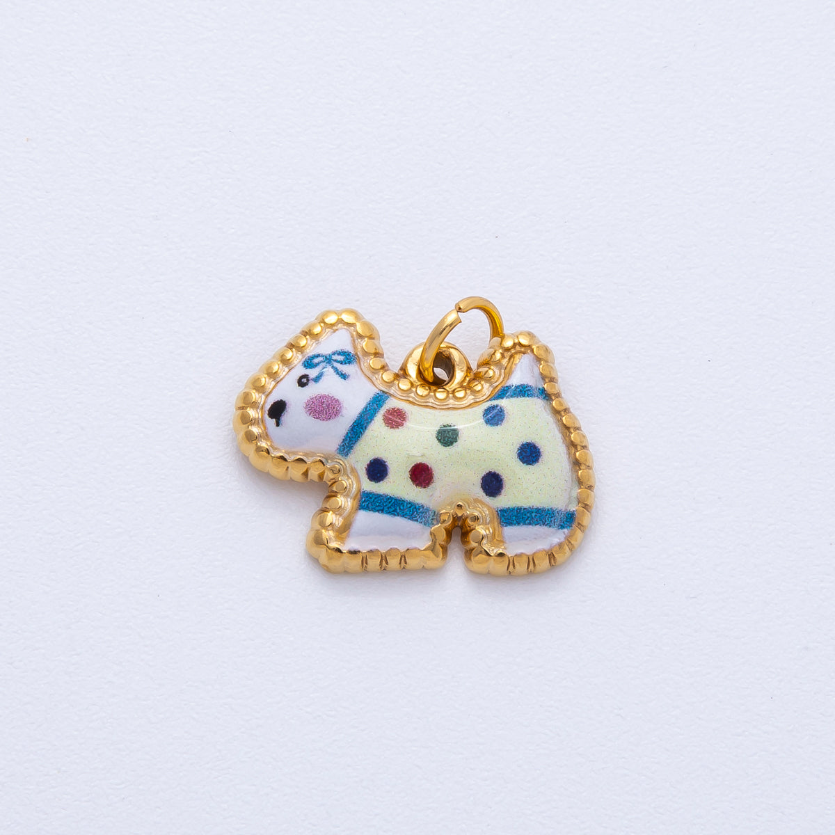 Stainless Steel Green, Yellow, Pink 18mm Cute Enamel Kitten Animal Charm | J654-J670
