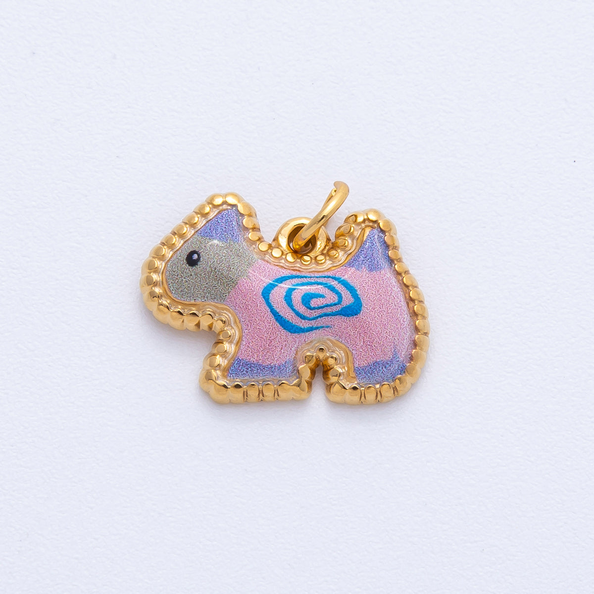 Stainless Steel Green, Yellow, Pink 18mm Cute Enamel Kitten Animal Charm | J654-J670