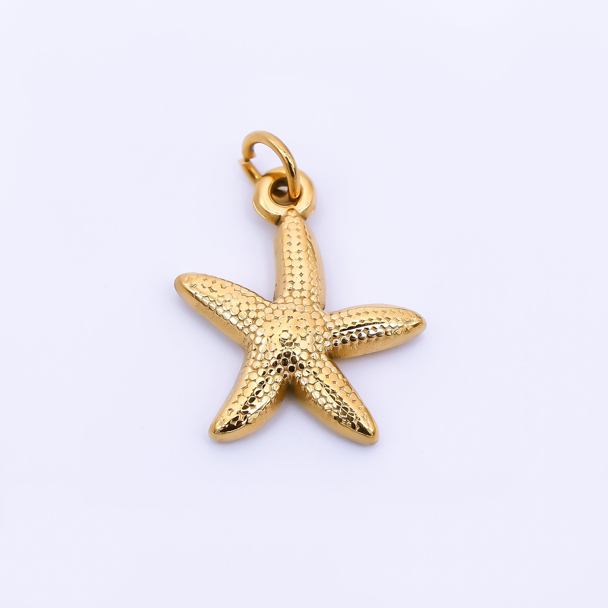 Gold Stainless Steel 18mm Dotted Under the Sea Starfish Charm | J058