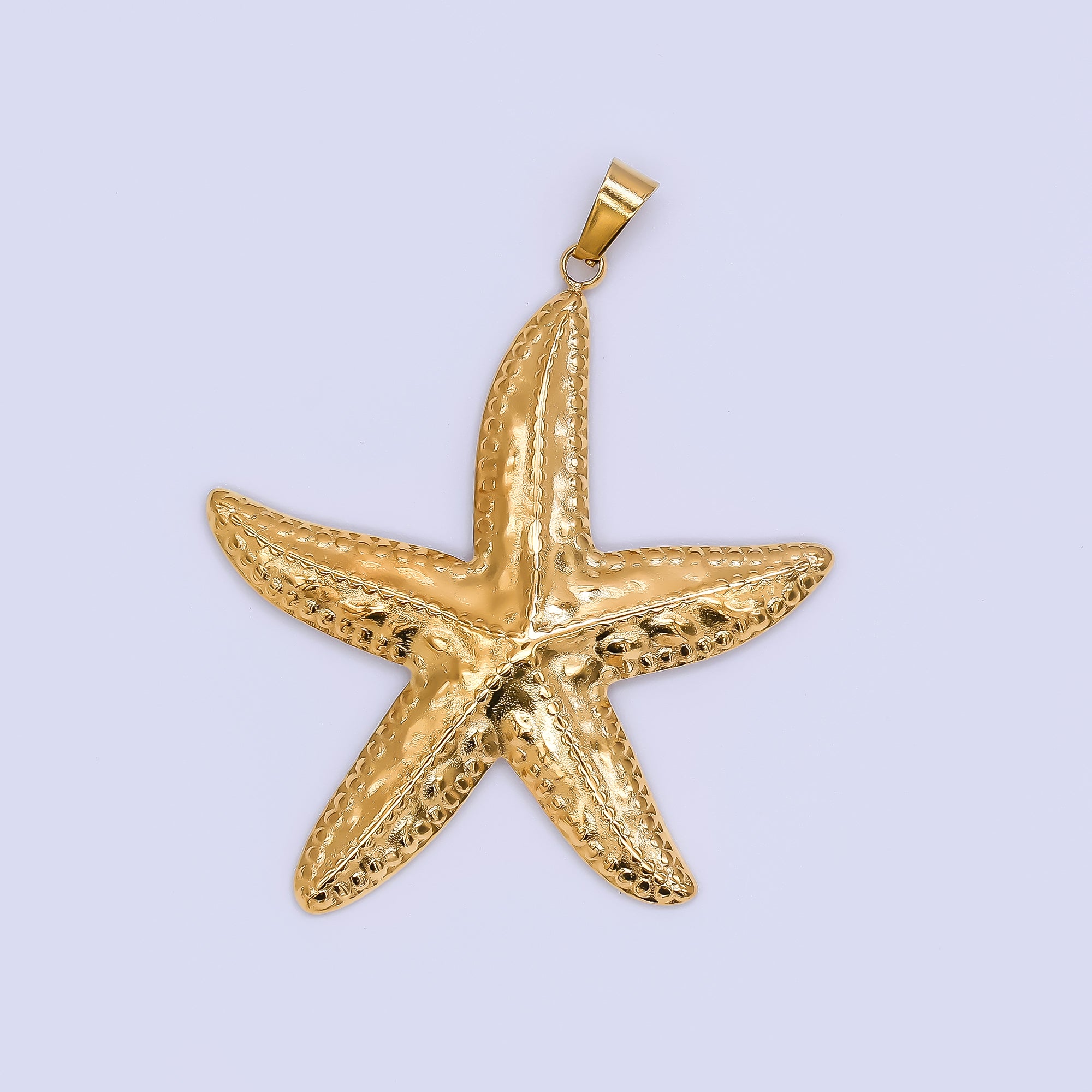 Gold Stainless Steel 40.5mm Sea Mermaid Starfish Animal Pendant | J152