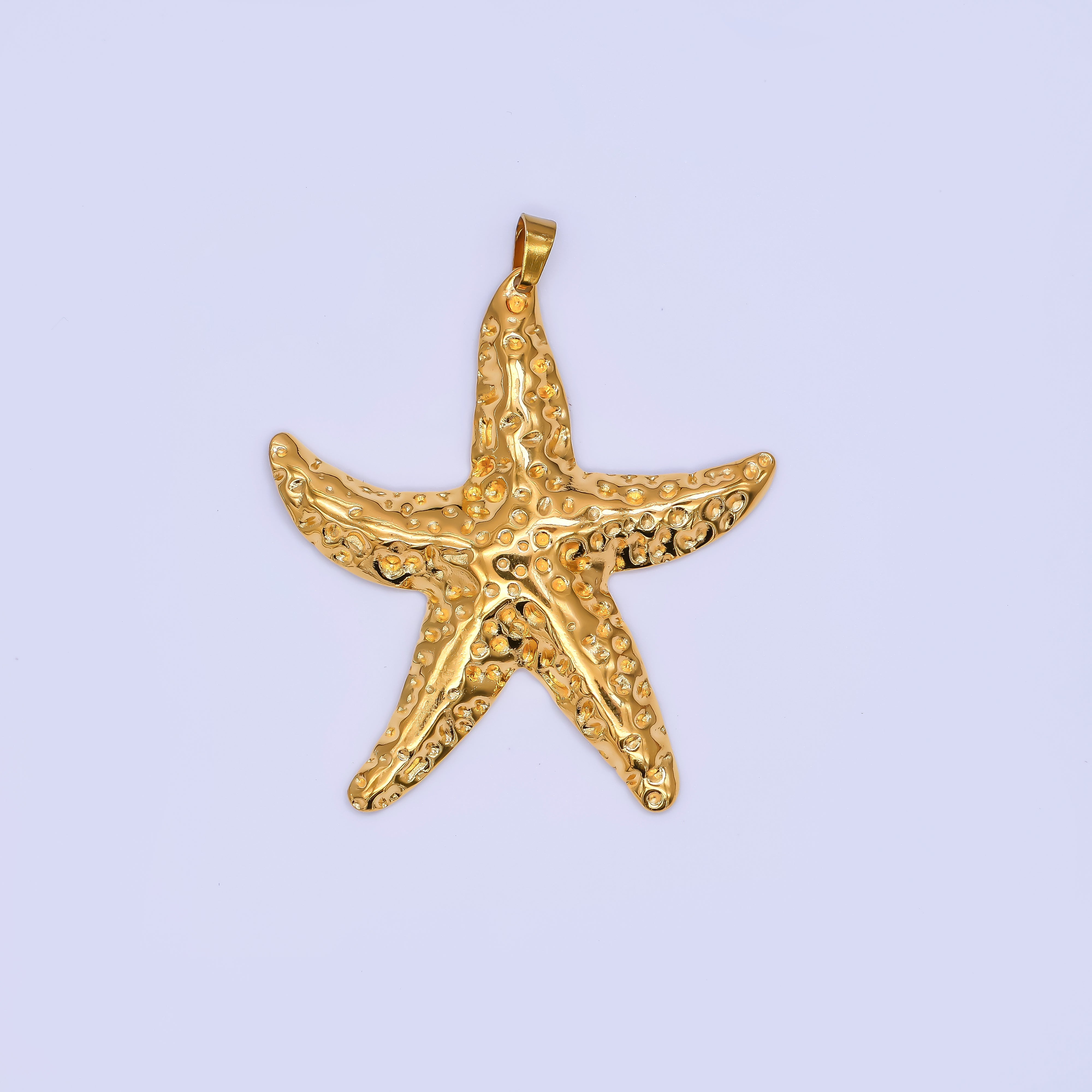 Gold Stainless Steel 51mm Under the Sea Starfish Beach Pendant | J153