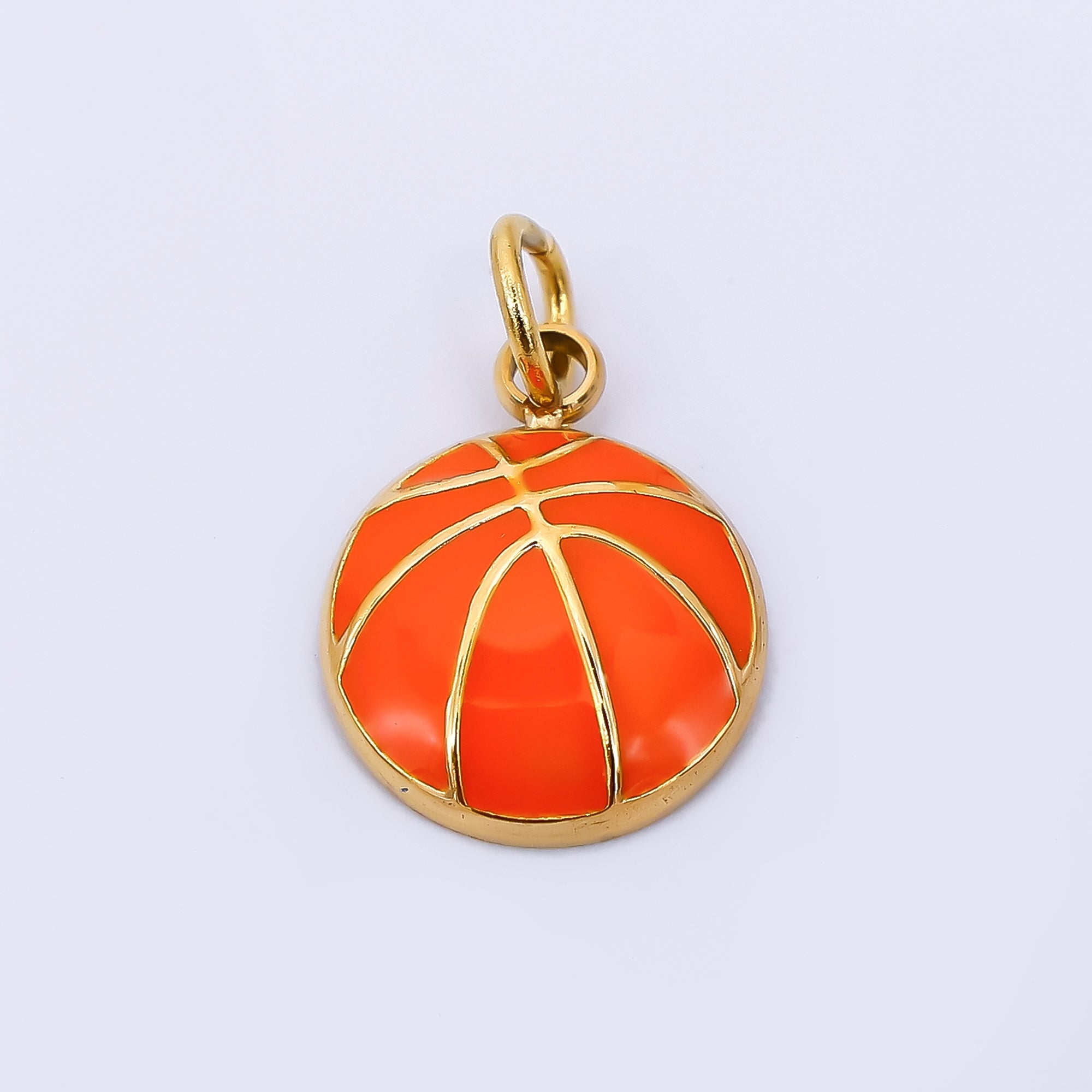 Stainless Steel 12mm Enamel Art Orange Basketball Sport Charm | J-332