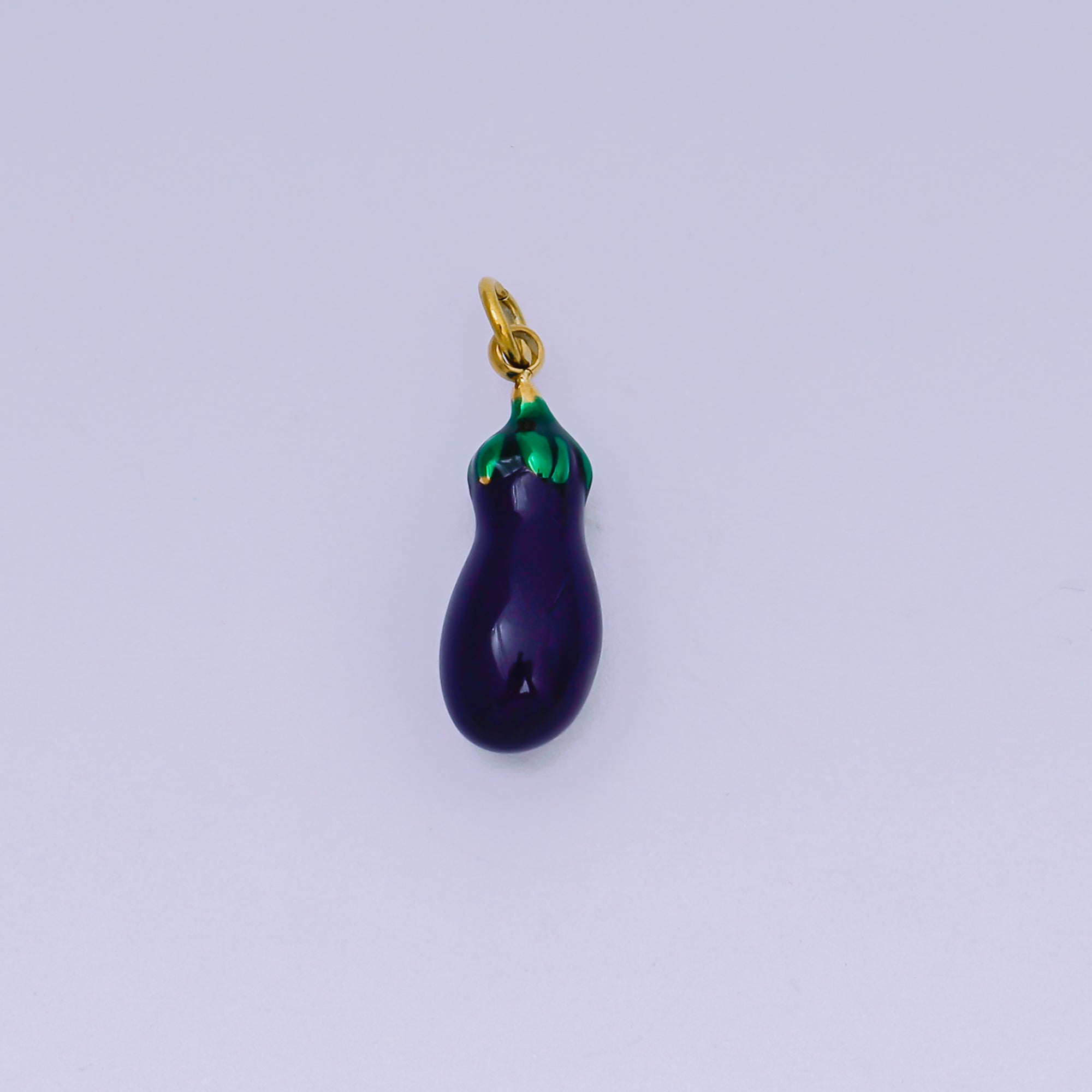 Stainless Steel 18mm Purple Enamel Art Eggplant Vegetable Charm | J-502