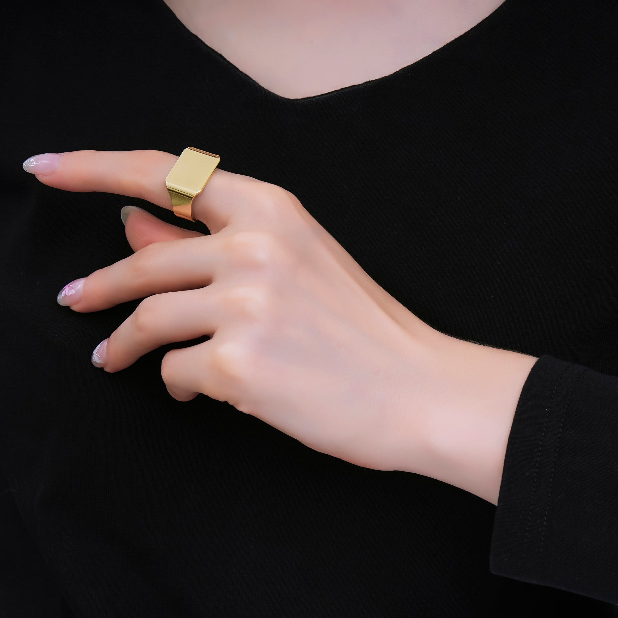 24K Gold Filled Geometrical Ingot Bar Adjustable Open Ring | O1461
