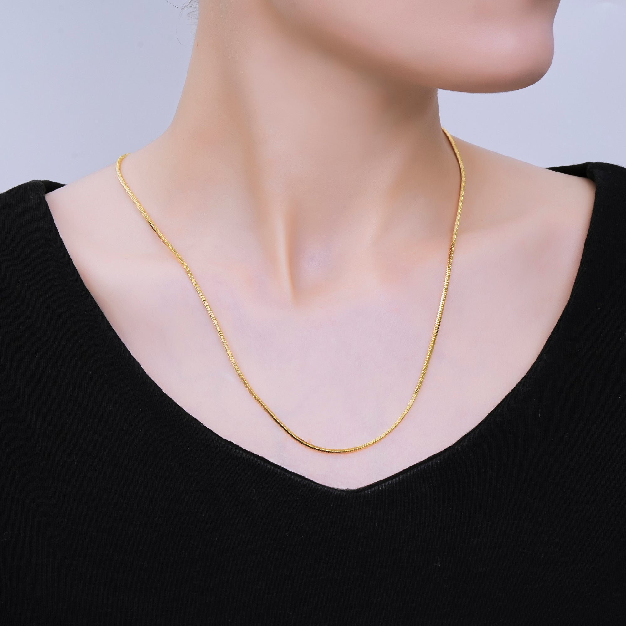 24K Gold Filled 1mm Classic Cocoon Herringbone Snake Chain 20 Inches Necklace | WA-3834