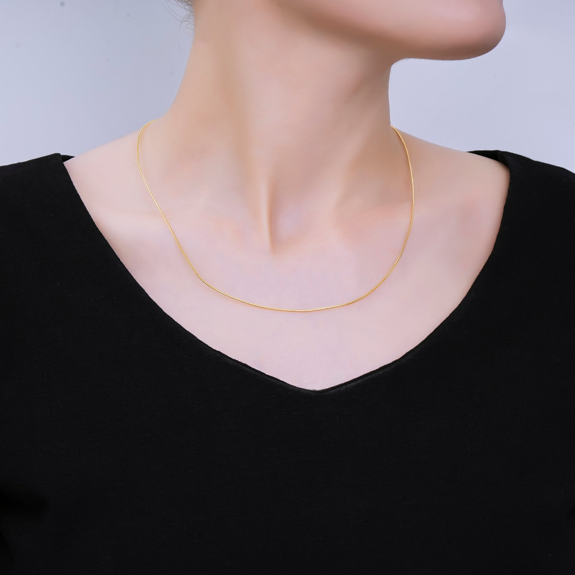 24K Gold Filled 1mm Minimalist Snake Chain 18 Inches Necklace | WA-3835