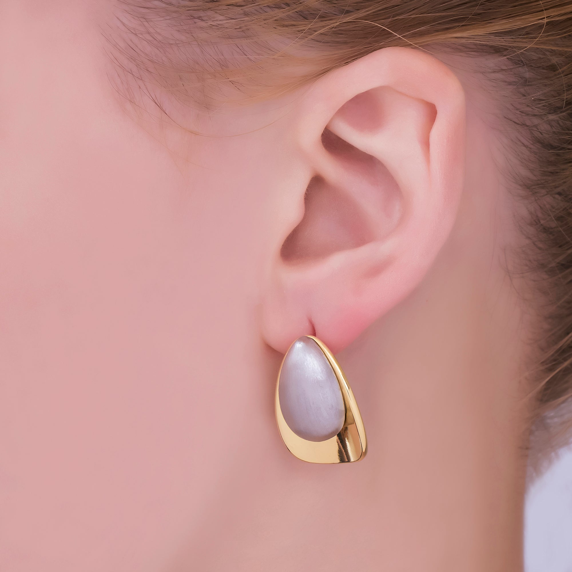24K Gold Filled Mixed Metal Nail-Shaped Drop Stud Earrings | AI518