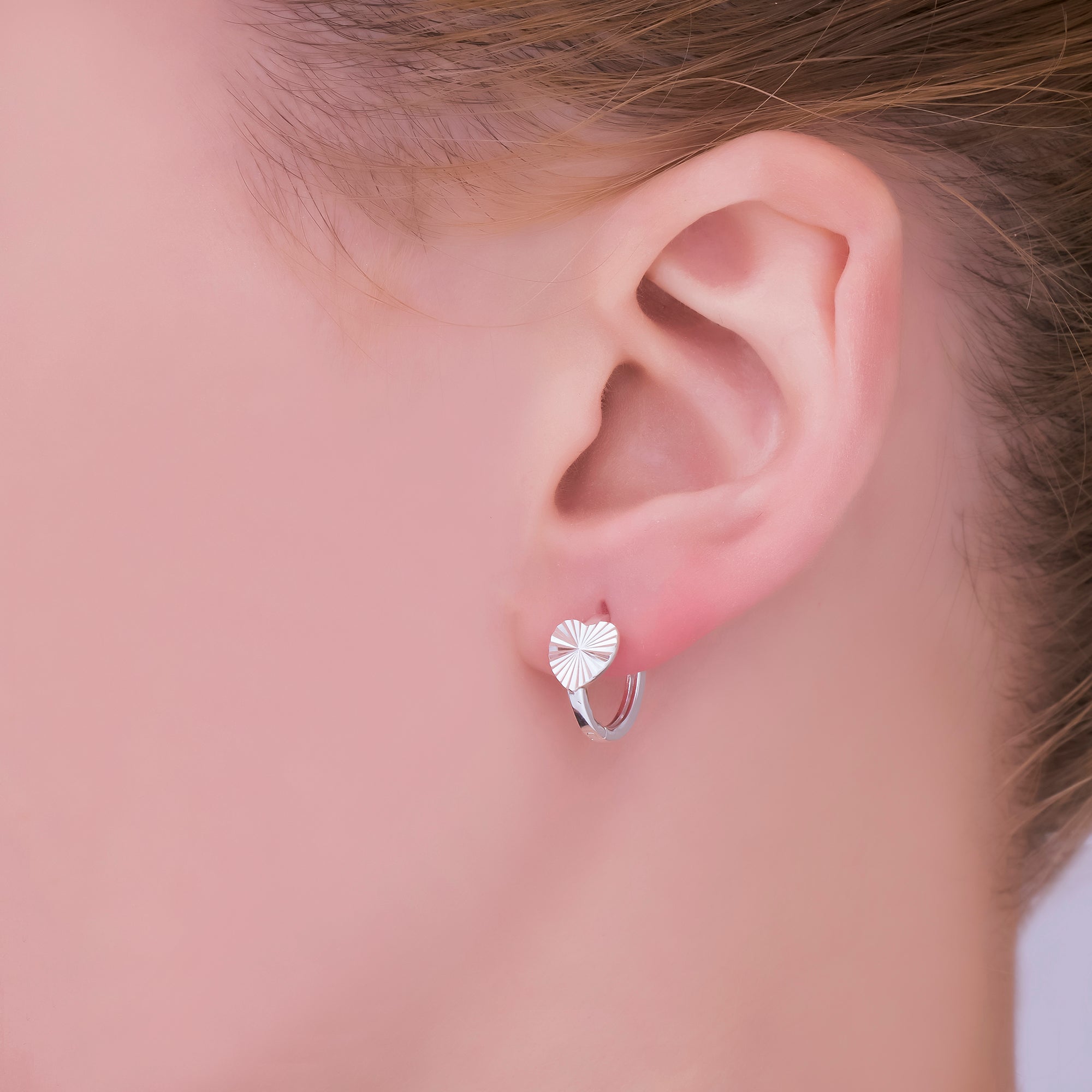 S925 Sterling Silver Spark Heart Lover Shape Hinged Hoop Earrings | SL-662