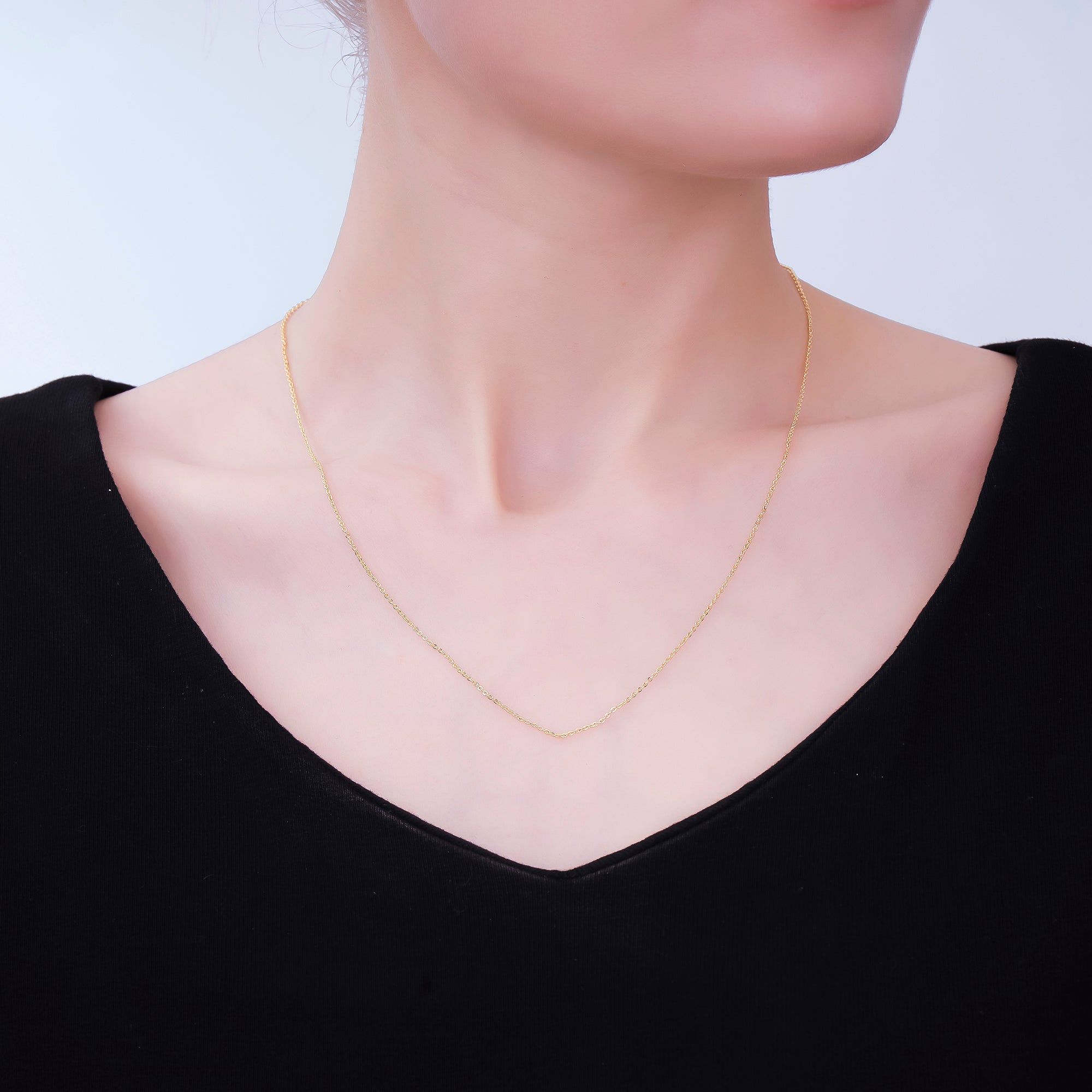 24K Gold Filled 1mm Dainty Minimalist Cable Chain 19.5 Inch Necklace w. Extender | WA-3242