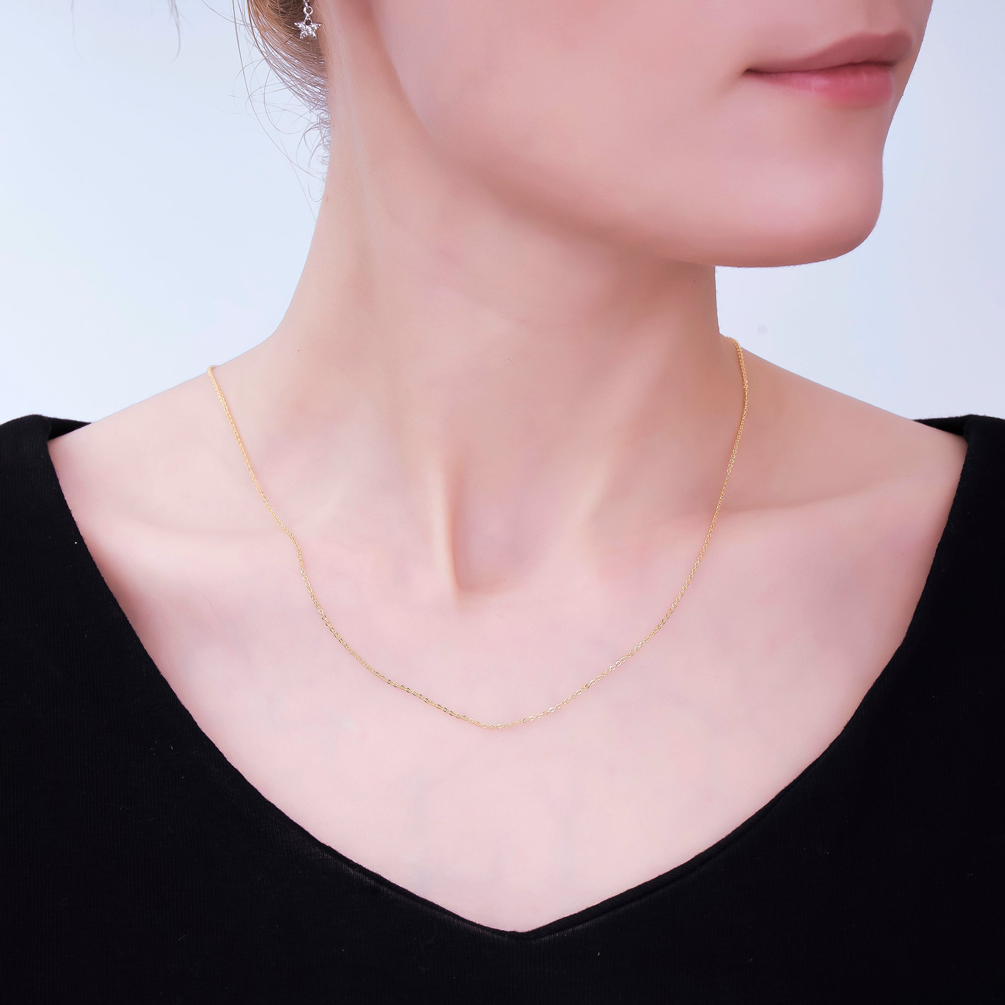 24K Gold Filled 1mm Minimalist Cable Chain 18 Inch Necklace w. Extender | WA-3241
