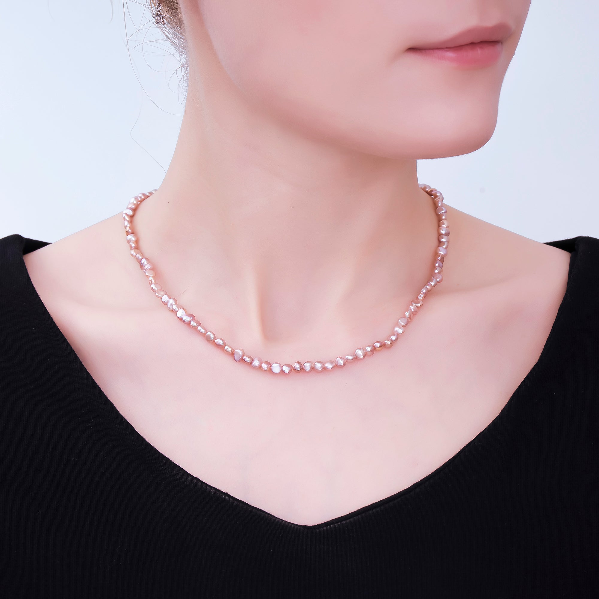 24K Gold Filled 4.6mm Natural Freshwater Pearl Chain 15 Inch Necklace with Extender | WA-1005