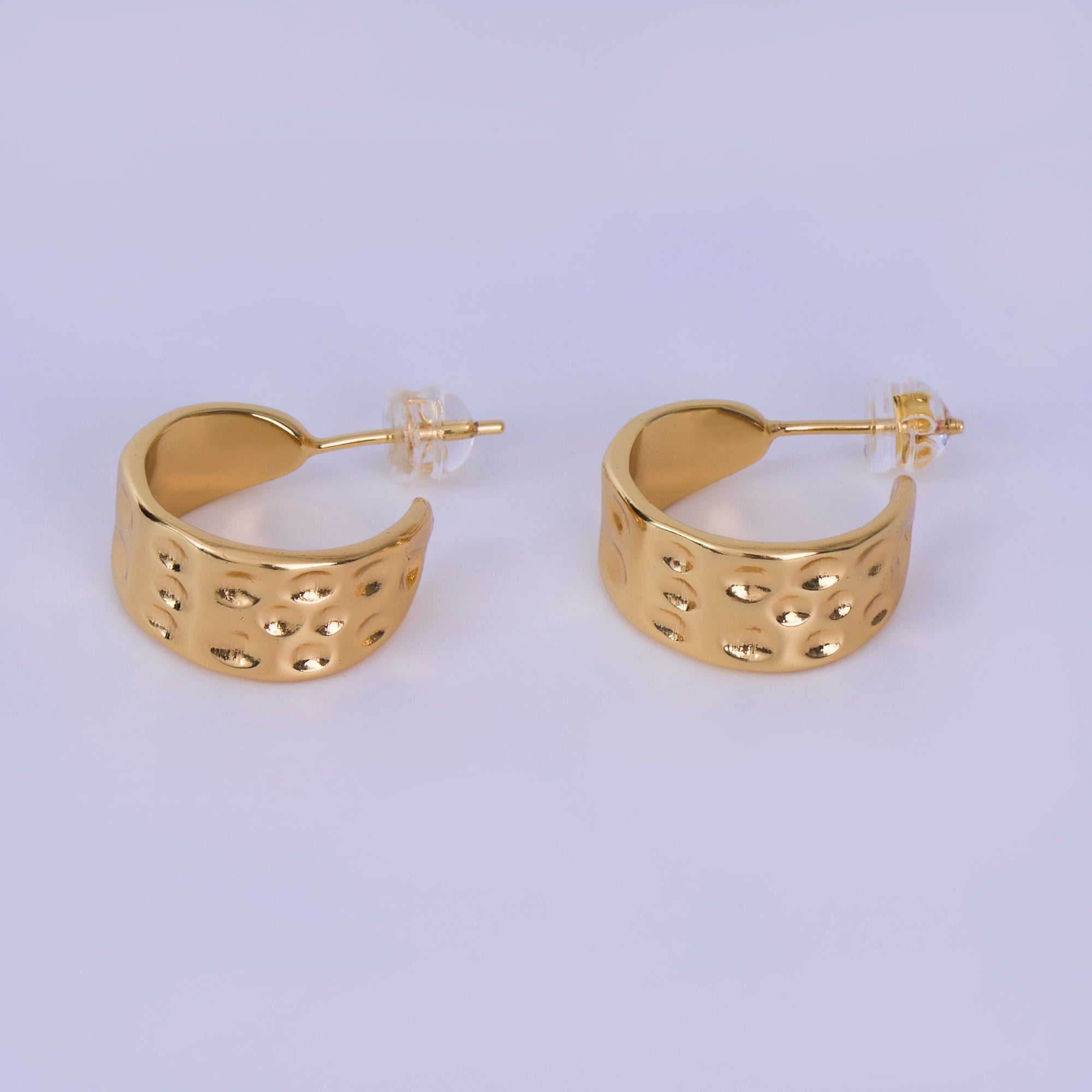 Gold Hammered Hoop Earrings Gold Filled Hammered Earrings, Textured Hoop Earrings, Vintage Style, Gold Minimalist Earrings K-406