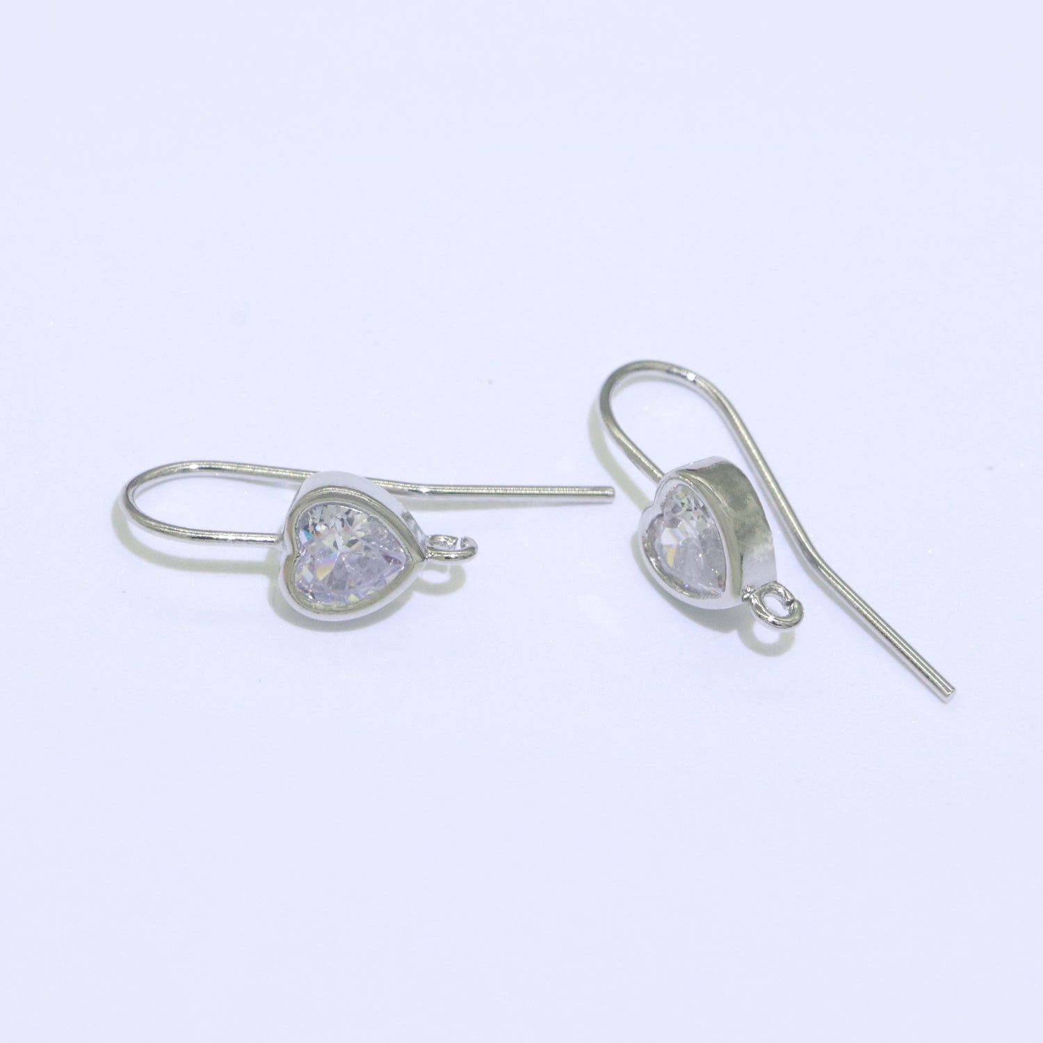 Open Link French Hook Earrings in Gold, Fish Hook Earring Eye CZ Earring Minimalist Jewelry Making Supply L-496 L-497