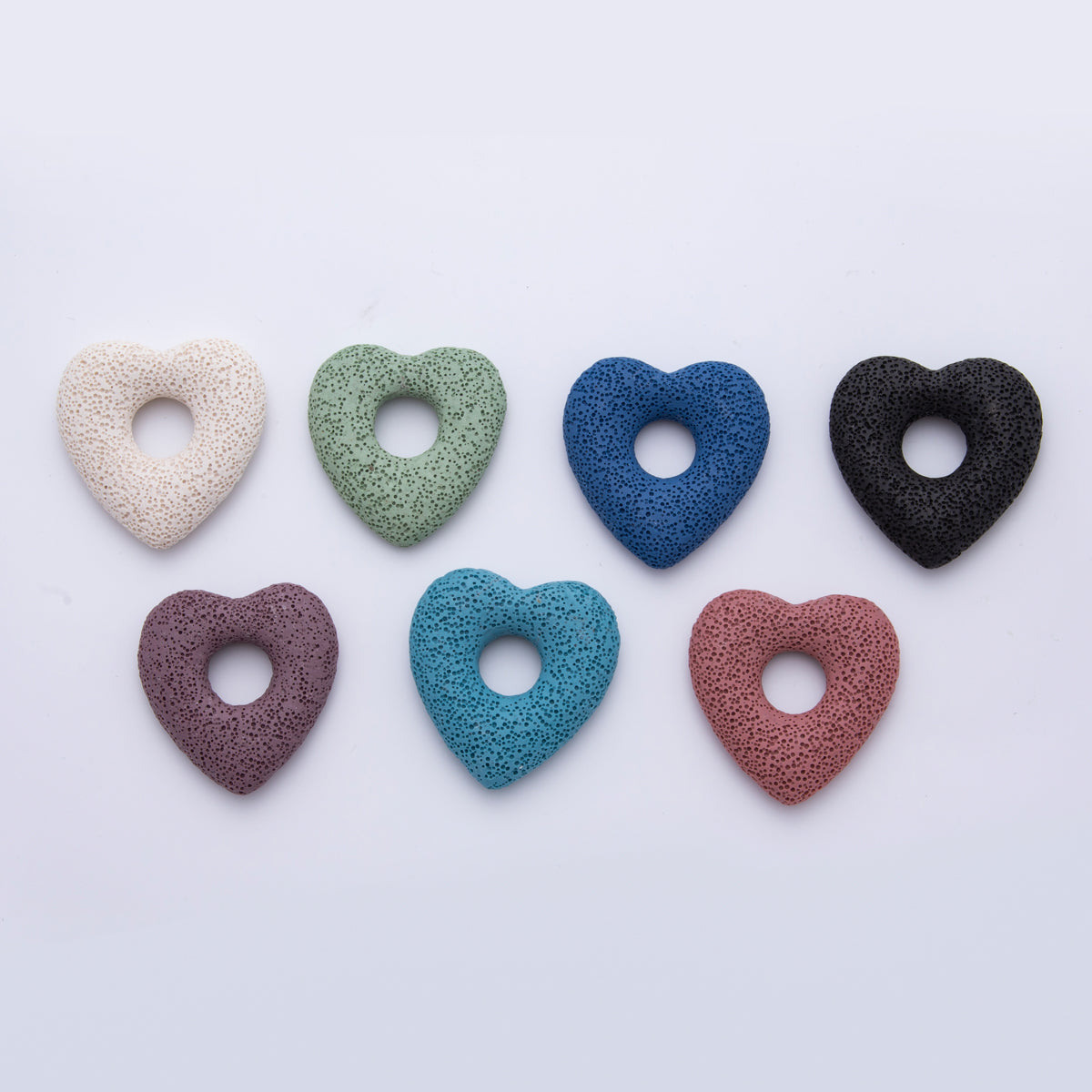 53mm Black, Blue, Green Textured Lava Stone Heart Lovely Finding | Z1470 ~ Z1473