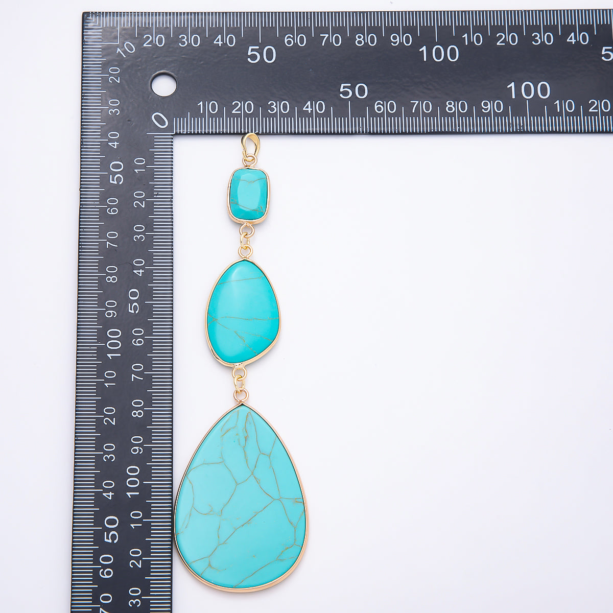 16K Gold Filled 130mm Turquoise Cabochon Natural Gemstone Multi-Shape Center Statement Pendant | Charms-01573 - Charms-01575