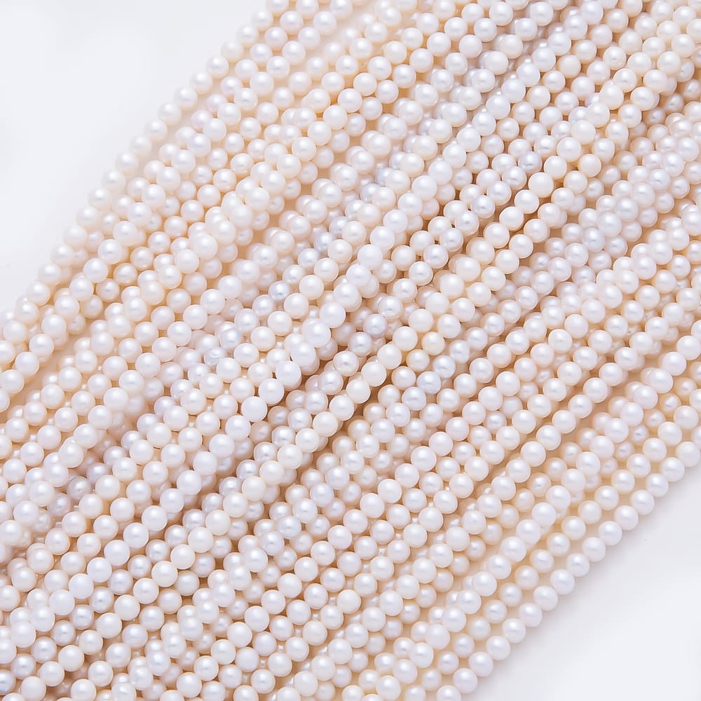 4mm White Freshwater Pearl Round Natural Gemstone Bead 15 Inch Strand Finding | WA-02126
