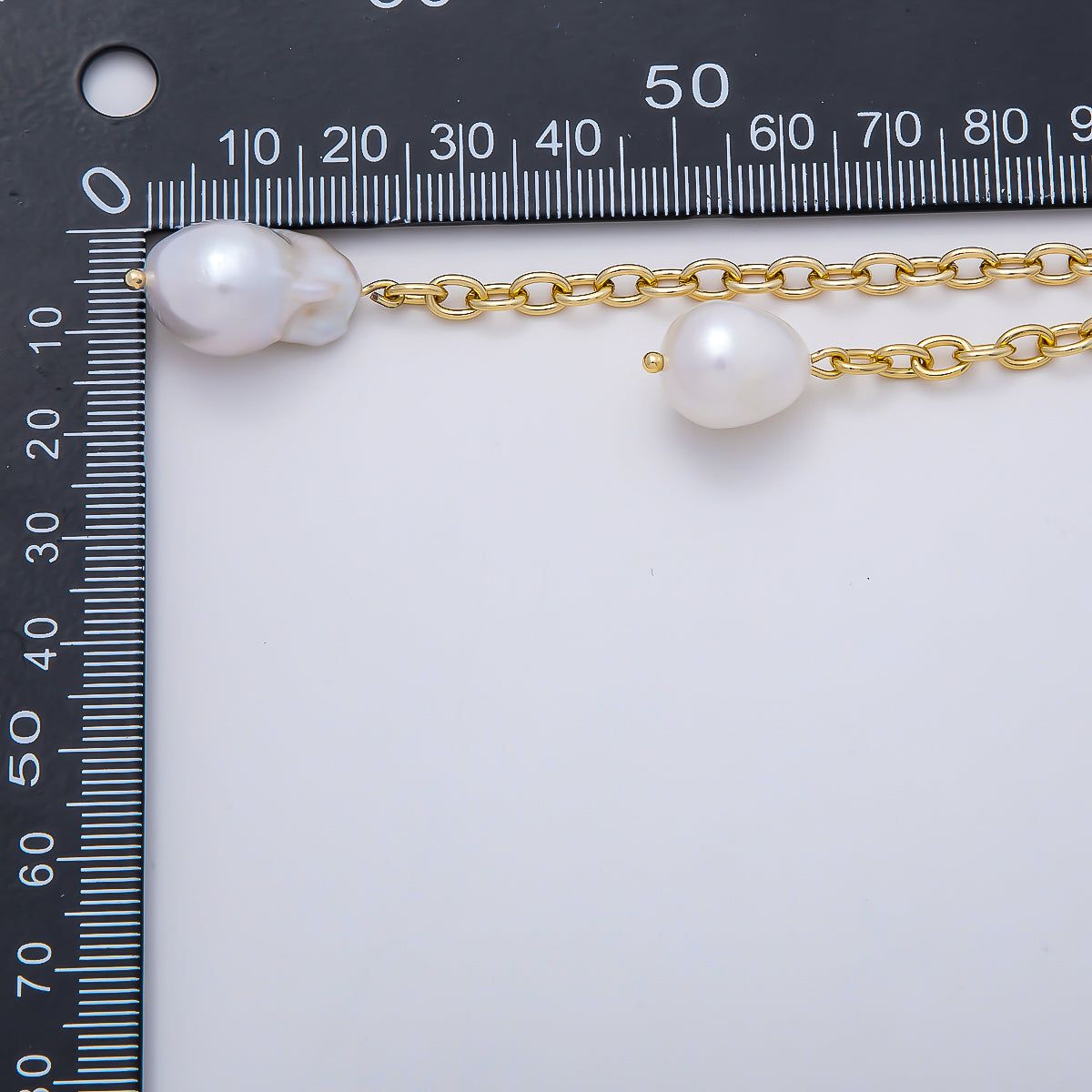 SUMMER Stainless Steel 4mm Curb Cable Chain w. Baroque Freshwater Pearl Drop Waist Chain | WA-04668