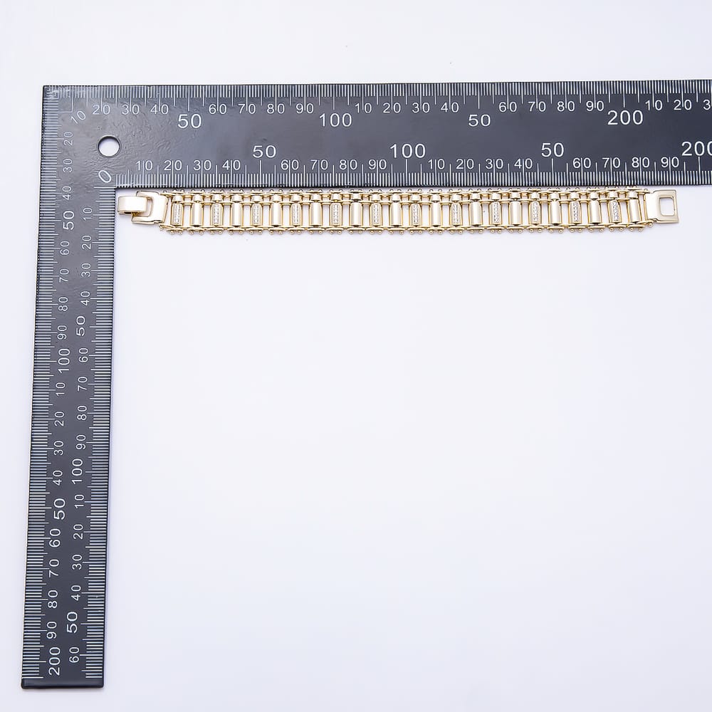 14K Gold Filled 16mm Micro Paved CZ Woven Geometric Panther Chain 7 Inch Bracelet | WA-01501