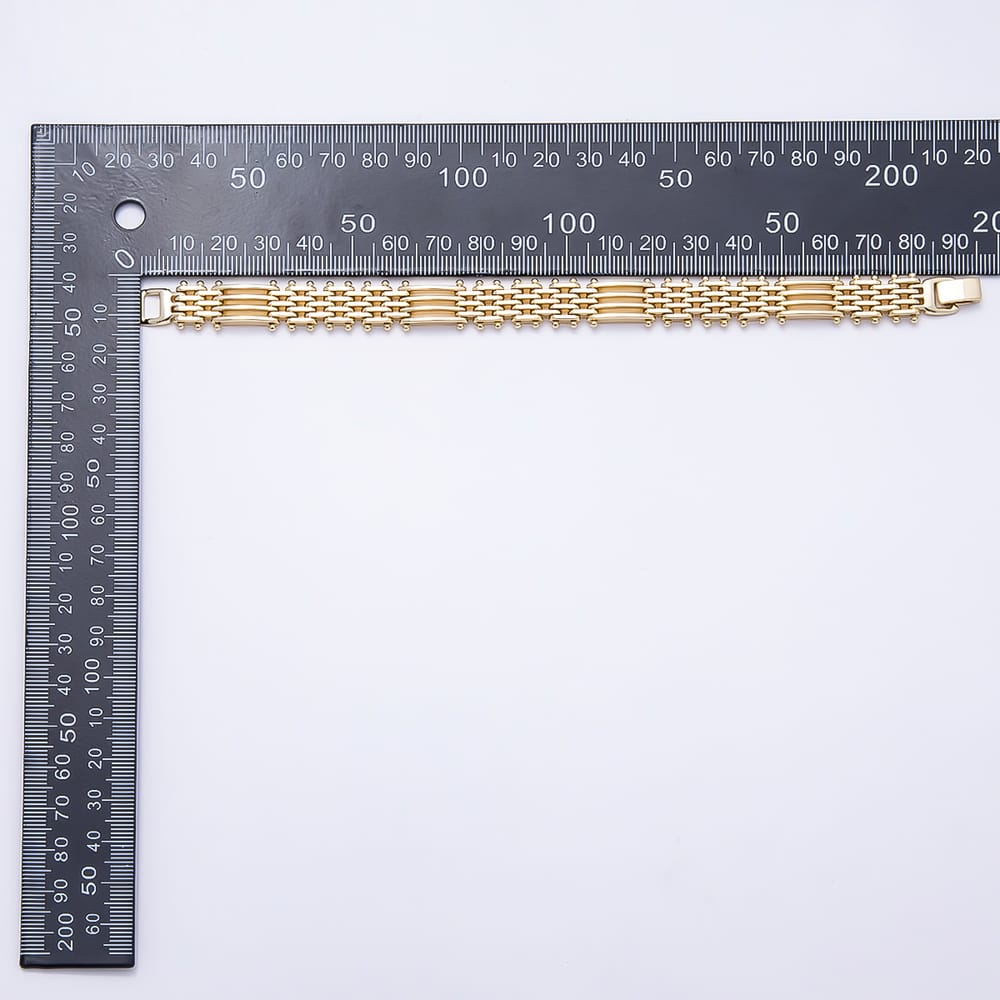 14K Gold Filled 12mm Minimalist Geometric Panther Chain 7.5 Inch Bracelet | WA-01497