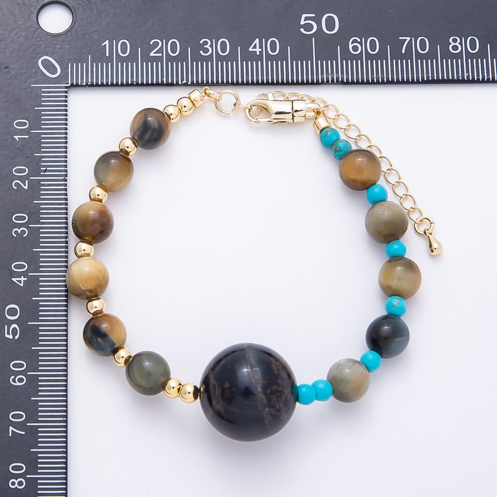 16K Gold Filled 4mm Tiger Eye Bead Round Gemstone Chain 18 Inch Necklace / Bracelet | WA-00350