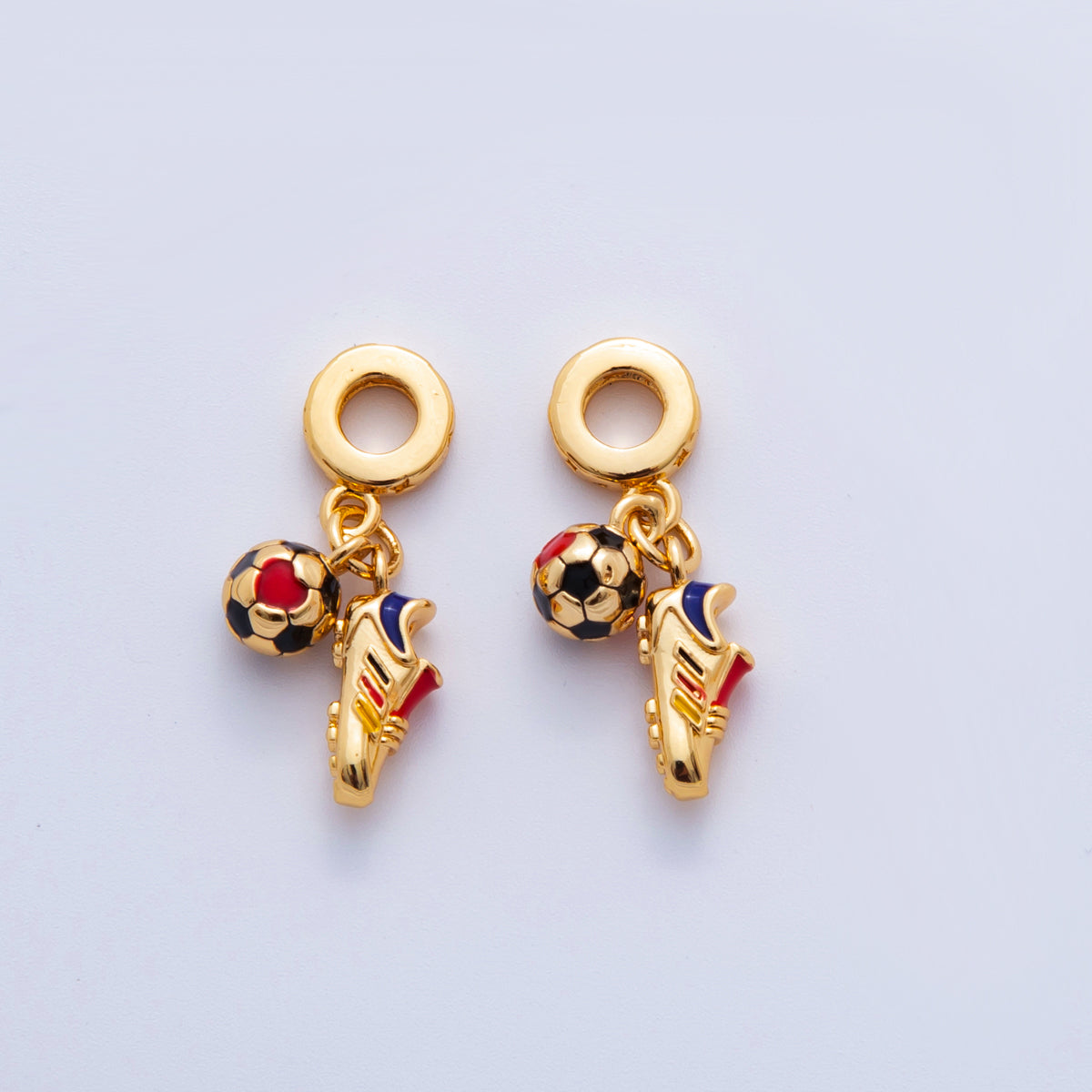 24K Gold Filled Soccer Football Ball Shoe Sports Rondelle Bail Drop Pendant | M811