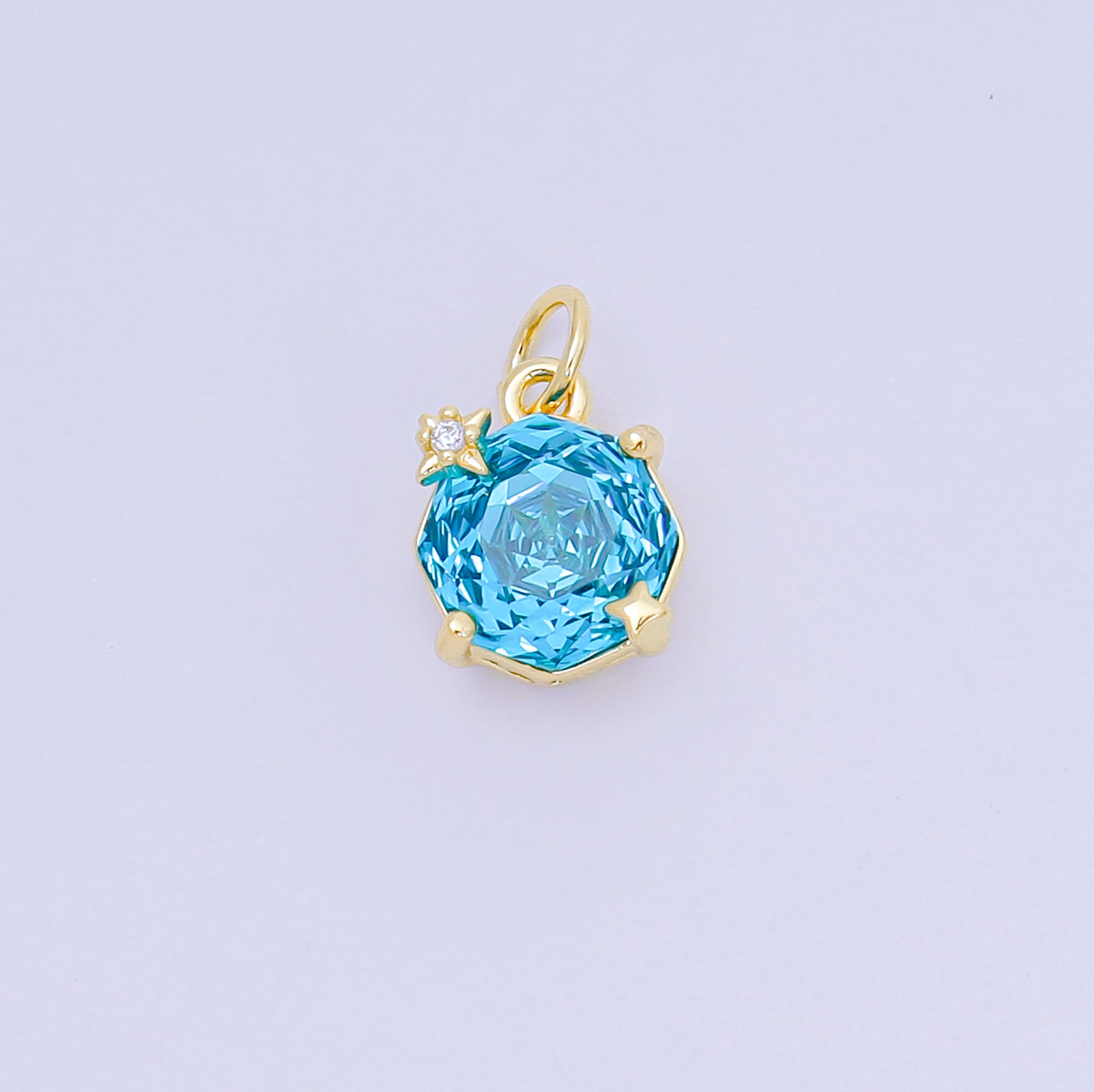 24K Gold Filled 11mm Round Multicolor CZ Blooming Rose Flower Charm | M-102 - M-106, M-197 M-212