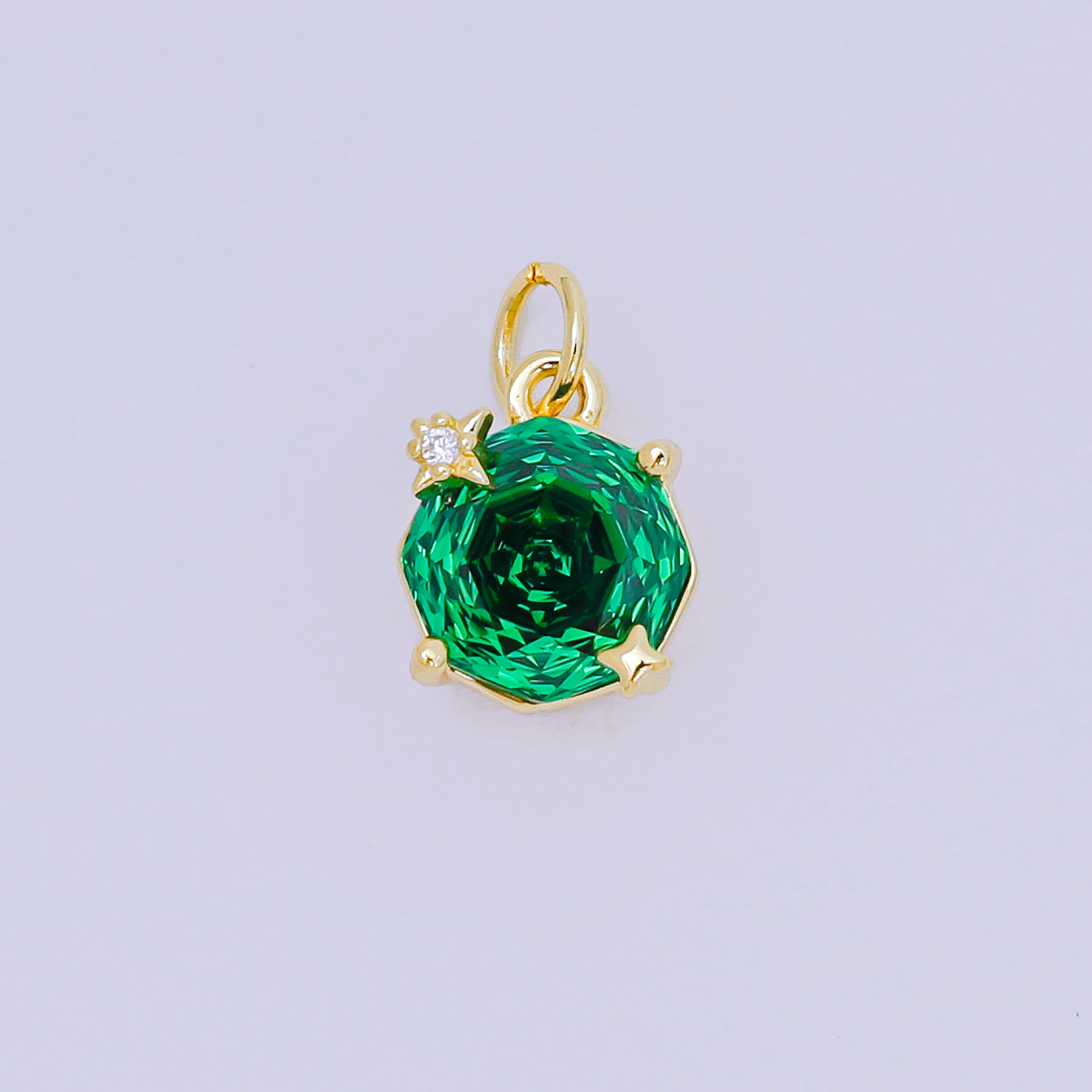 24K Gold Filled 11mm Round Multicolor CZ Blooming Rose Flower Charm | M-102 - M-106, M-197 M-212