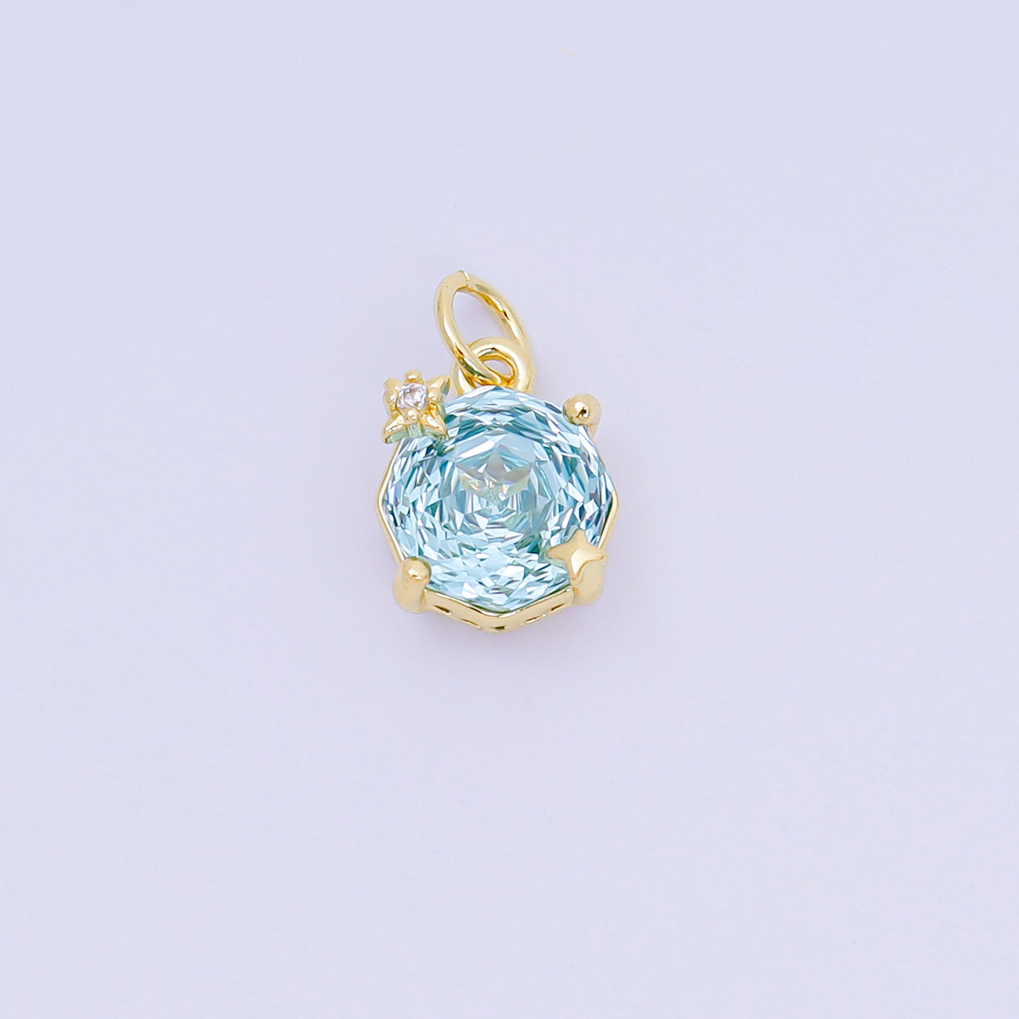 24K Gold Filled 11mm Round Multicolor CZ Blooming Rose Flower Charm | M-102 - M-106, M-197 M-212