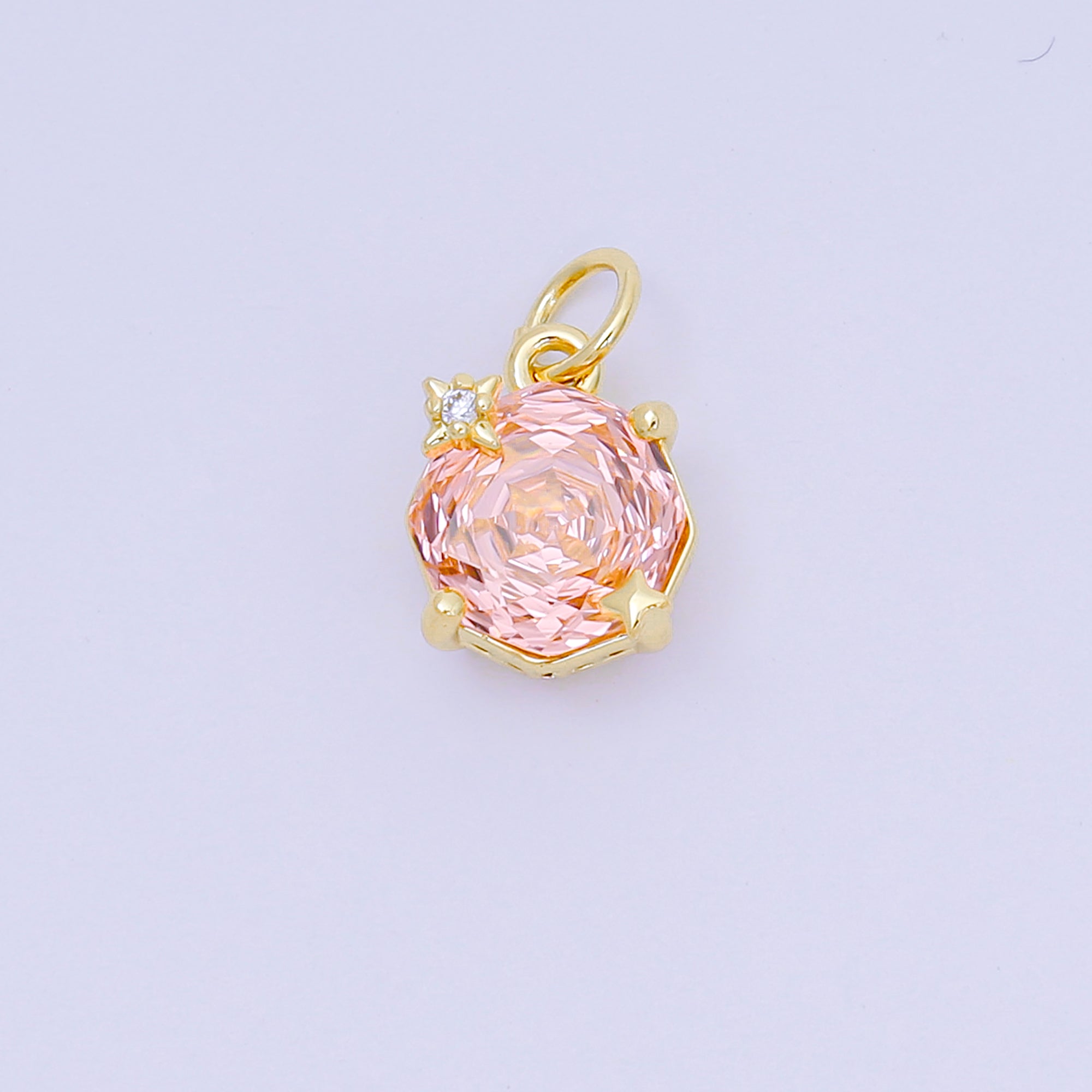 24K Gold Filled 11mm Round Multicolor CZ Blooming Rose Flower Charm | M-102 - M-106, M-197 M-212