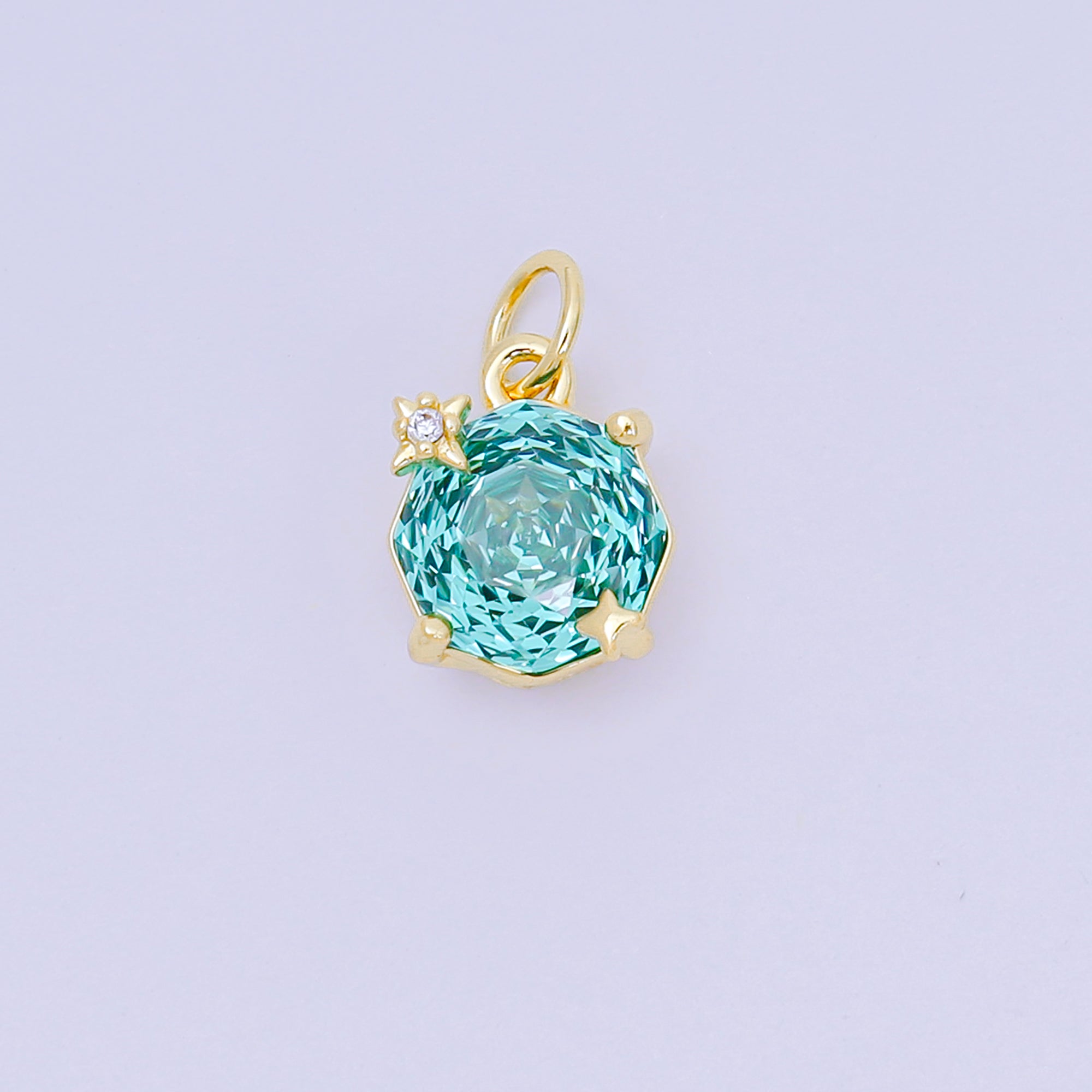 24K Gold Filled 11mm Round Multicolor CZ Blooming Rose Flower Charm | M-102 - M-106, M-197 M-212