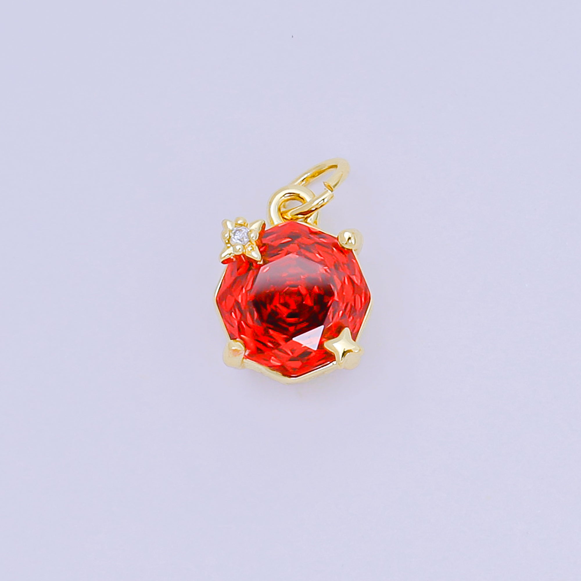 24K Gold Filled 11mm Round Multicolor CZ Blooming Rose Flower Charm | M-102 - M-106, M-197 M-212