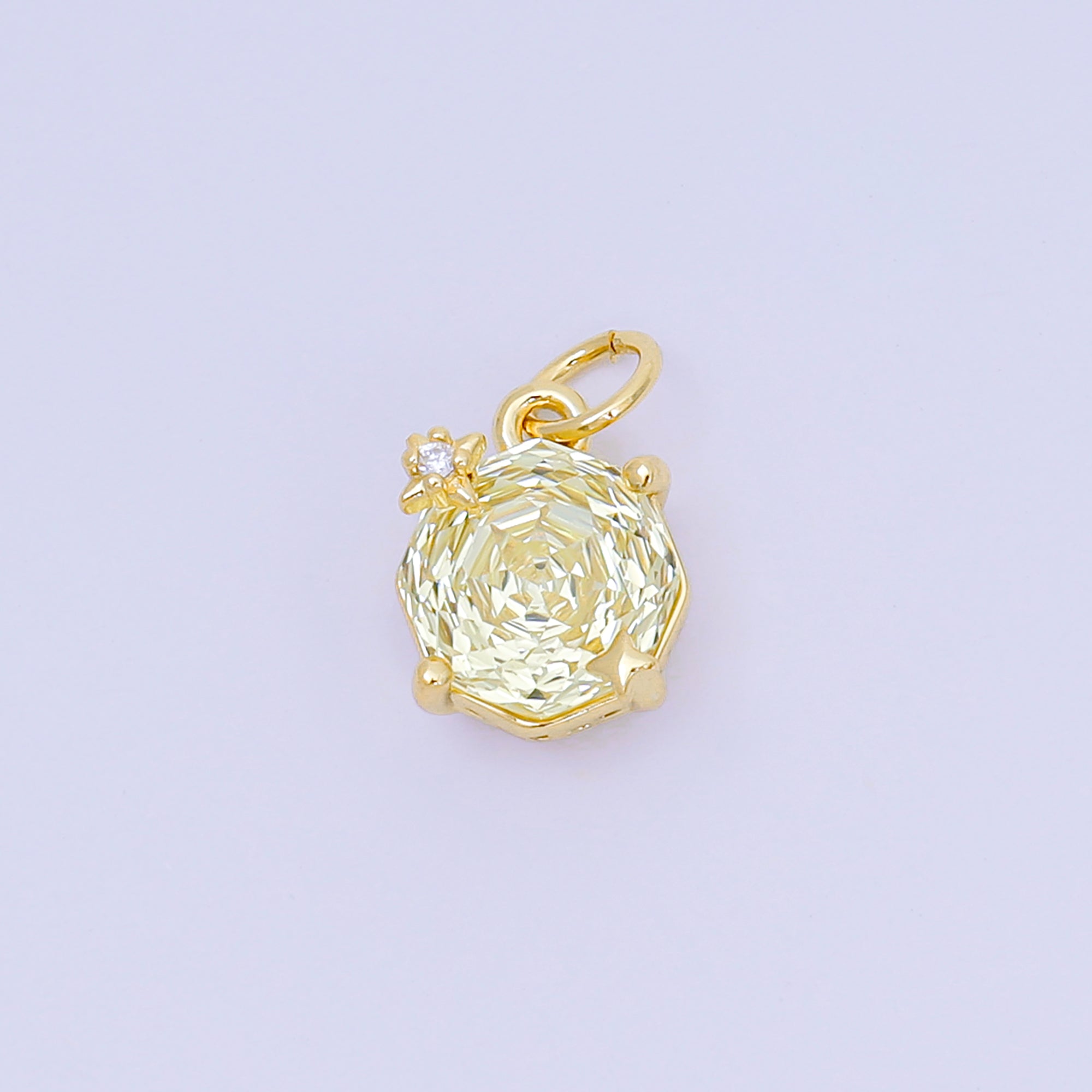 24K Gold Filled 11mm Round Multicolor CZ Blooming Rose Flower Charm | M-102 - M-106, M-197 M-212