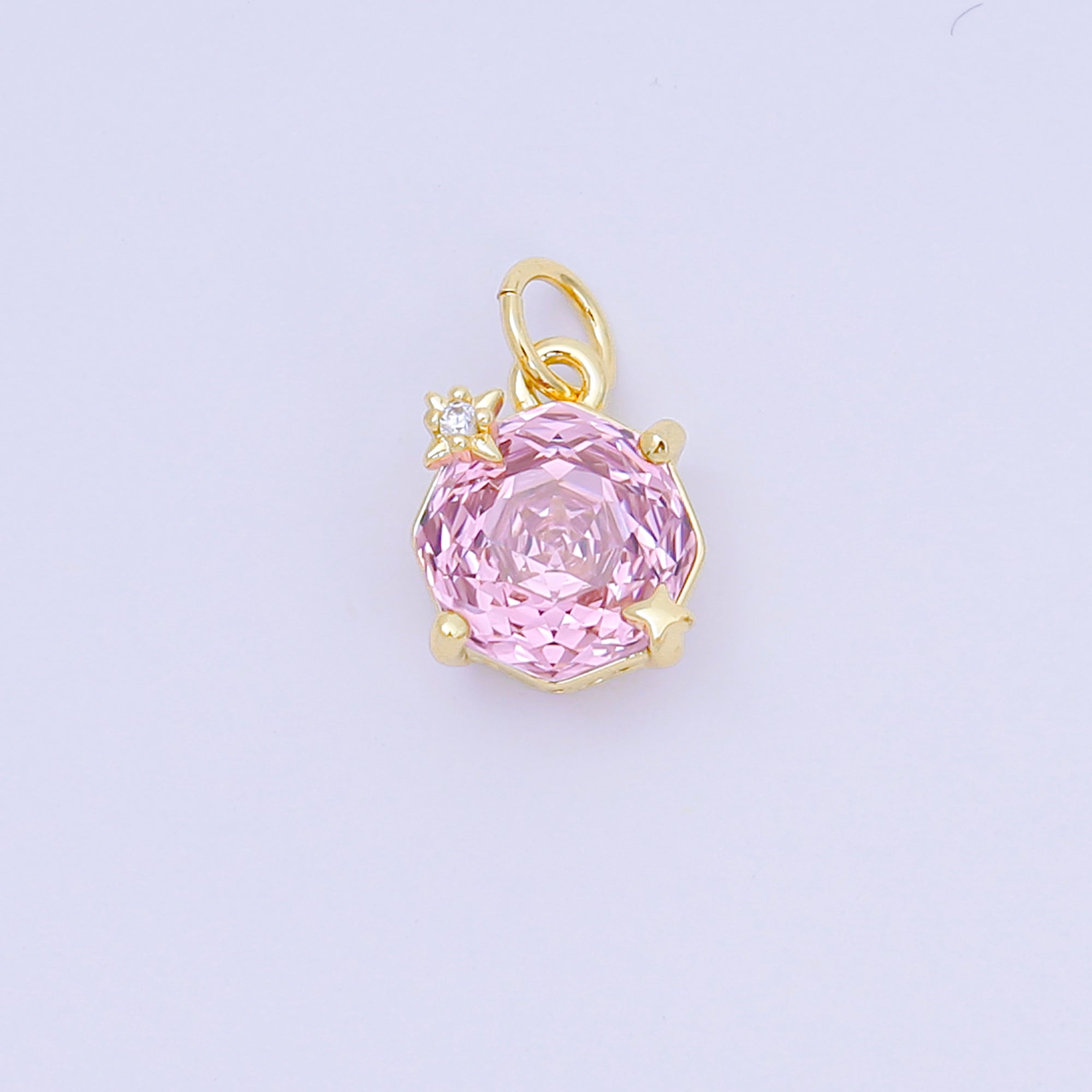 24K Gold Filled 11mm Round Multicolor CZ Blooming Rose Flower Charm | M-102 - M-106, M-197 M-212