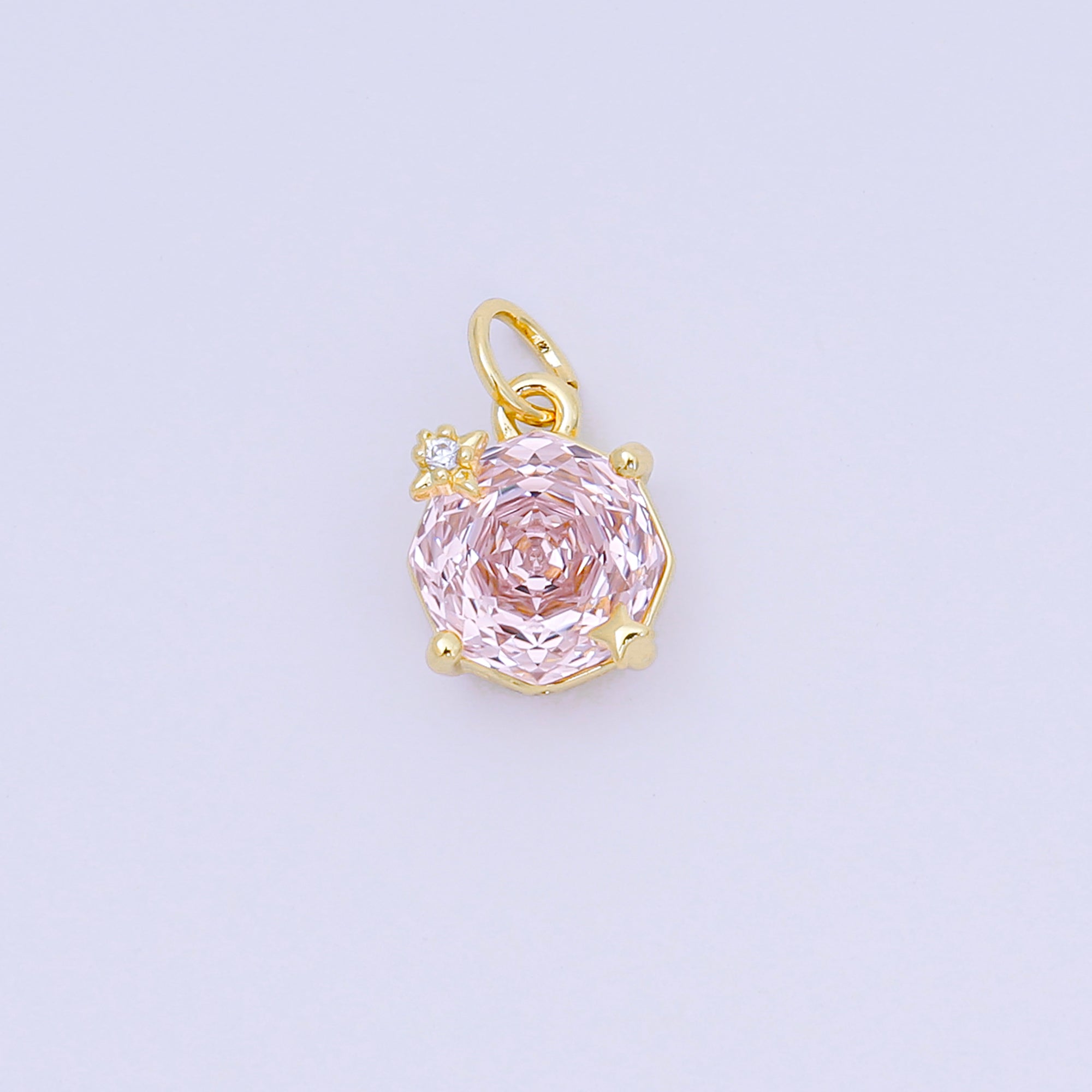 24K Gold Filled 11mm Round Multicolor CZ Blooming Rose Flower Charm | M-102 - M-106, M-197 M-212