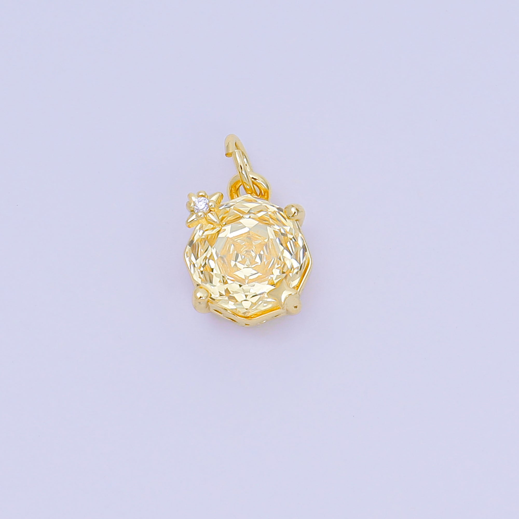 24K Gold Filled 11mm Round Multicolor CZ Blooming Rose Flower Charm | M-102 - M-106, M-197 M-212