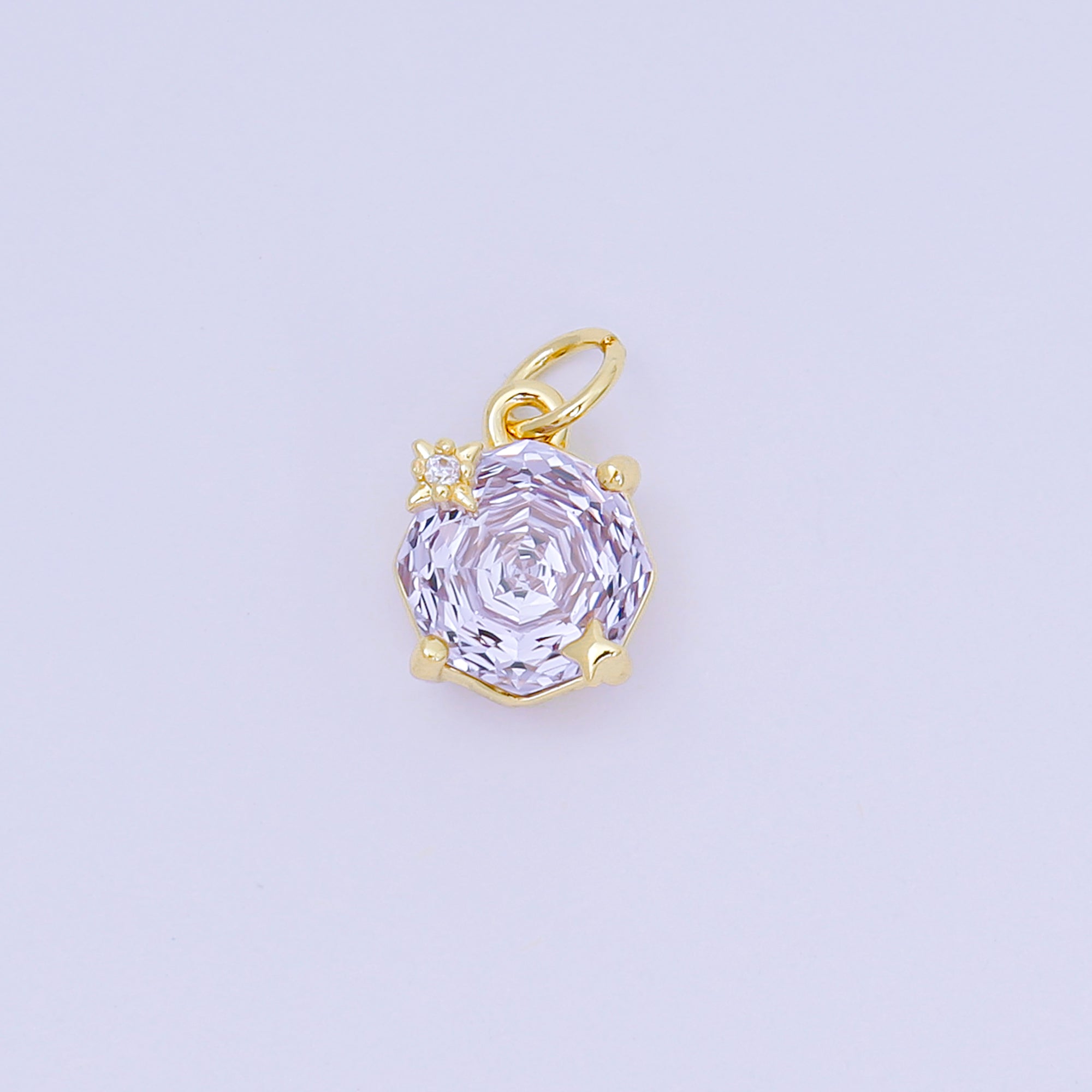 24K Gold Filled 11mm Round Multicolor CZ Blooming Rose Flower Charm | M-102 - M-106, M-197 M-212