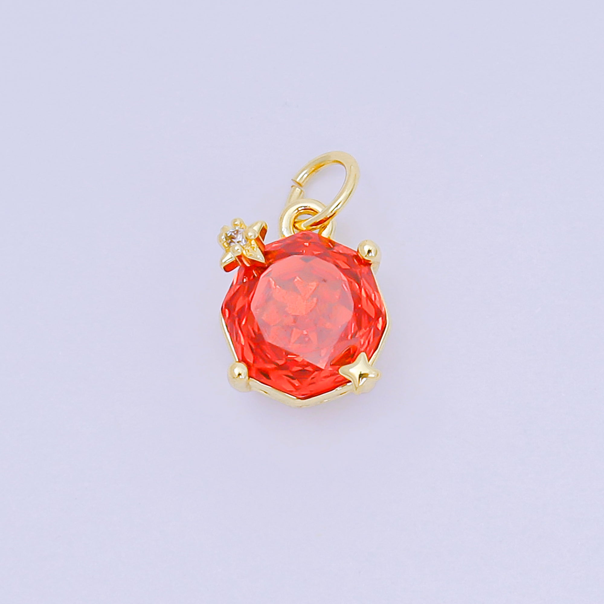24K Gold Filled 11mm Round Multicolor CZ Blooming Rose Flower Charm | M-102 - M-106, M-197 M-212